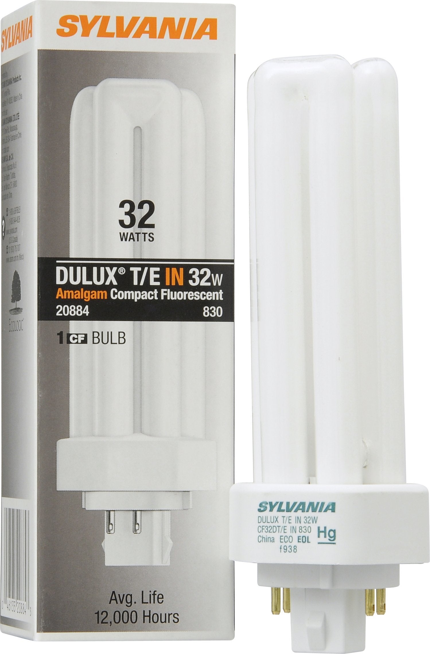 LEDVANCE Sylvania Compact Fluorescent Light Bulb 32W 3000K 4 Pin Triple Tube Model 20884 1 Count