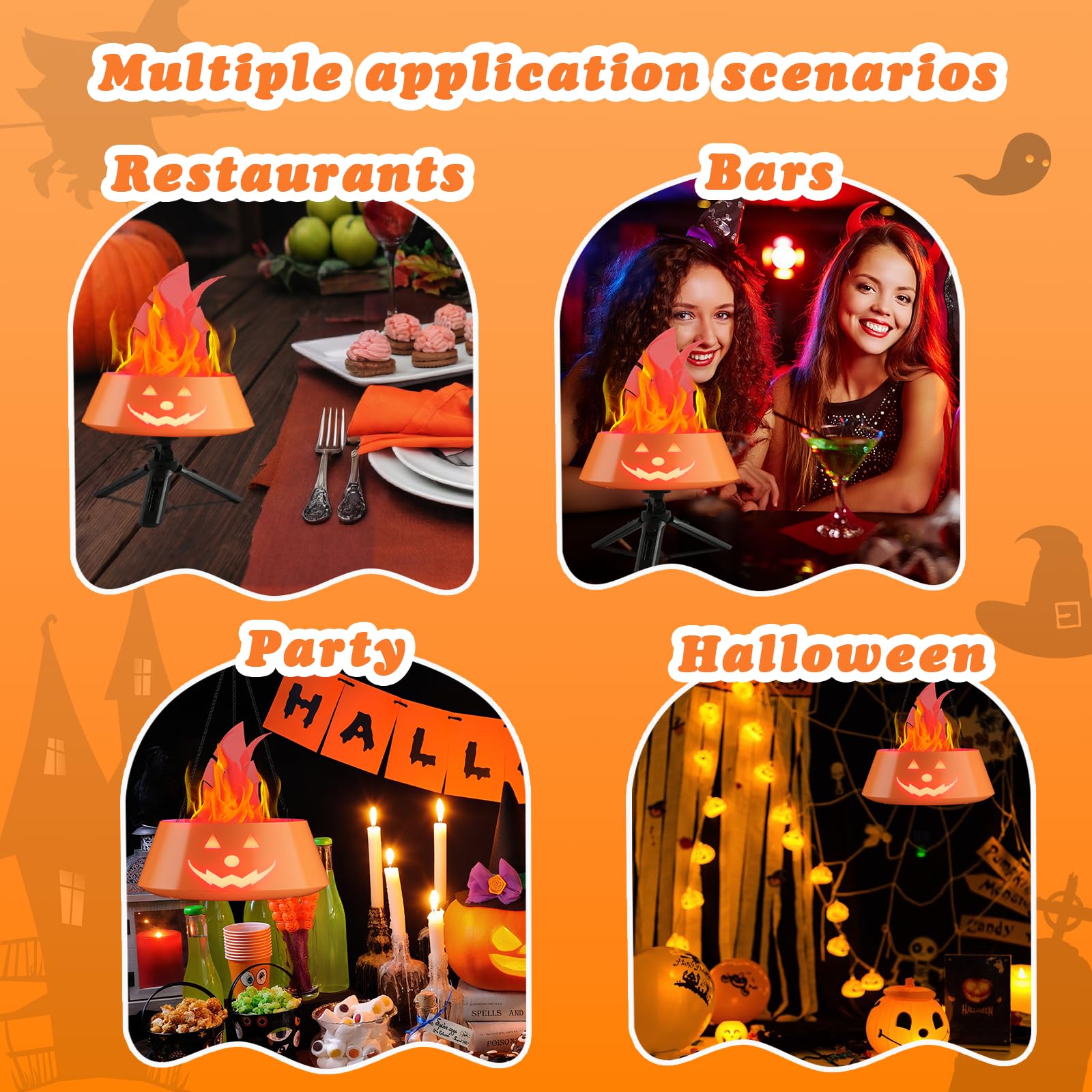 Halloween Decorations Indoor Outdoor  Collasis Halloween Decor Pumpkin Lights Hanging 3D   Fire Effect Lamp  Vintage Table Decor Lighting Lanterns Battery Operated Rechargeable For Party Home Yard