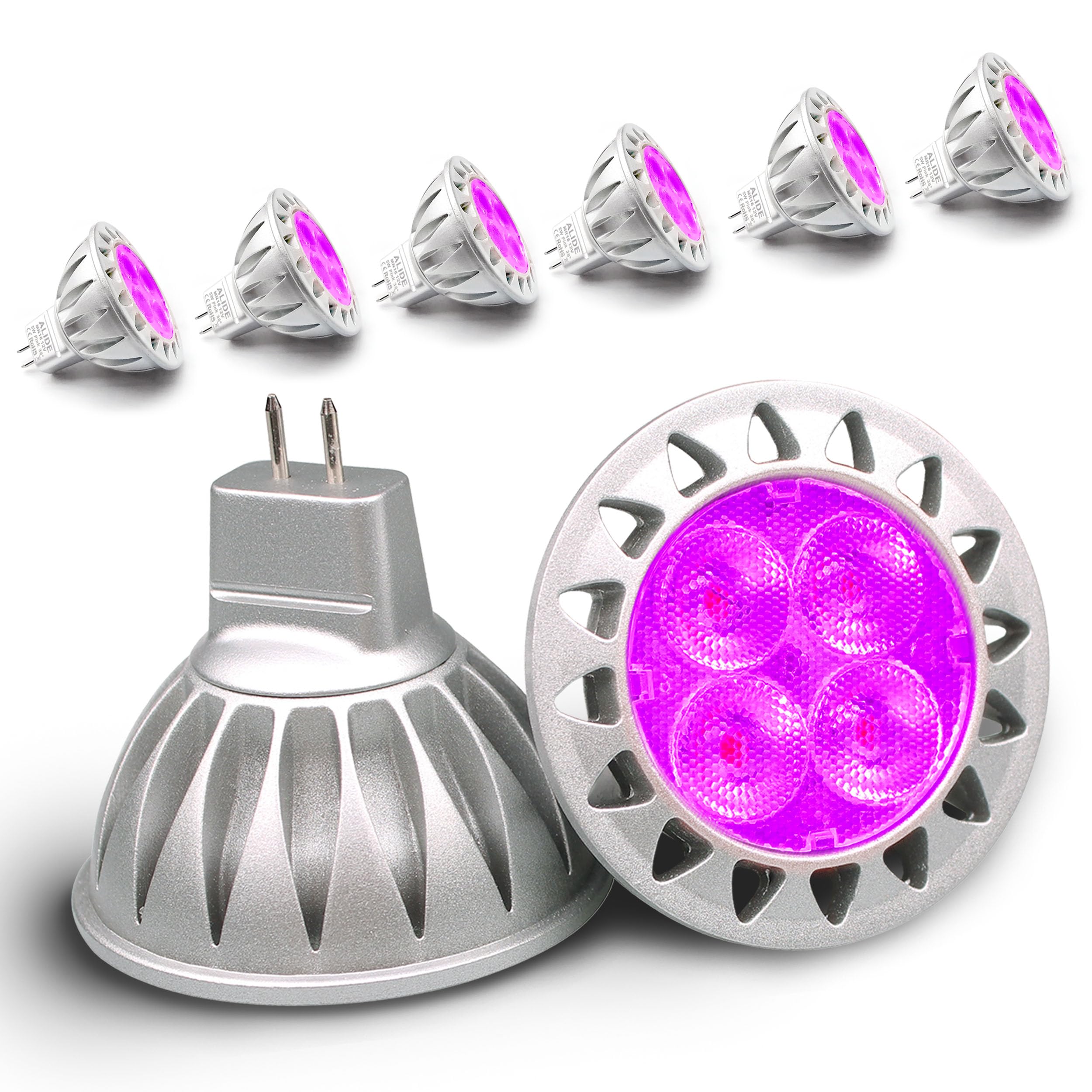 Alide Pink Mr16 Gu5.3 Led Bulbs 5W 20W 35W 50W Halogen Equivalent 12V Low Voltage Mr16 Led Pink Bulbs For Halloween Outdoor Landscape Yard Garden Tree Pool Holiday Lighting 38 Deg 6 Pack