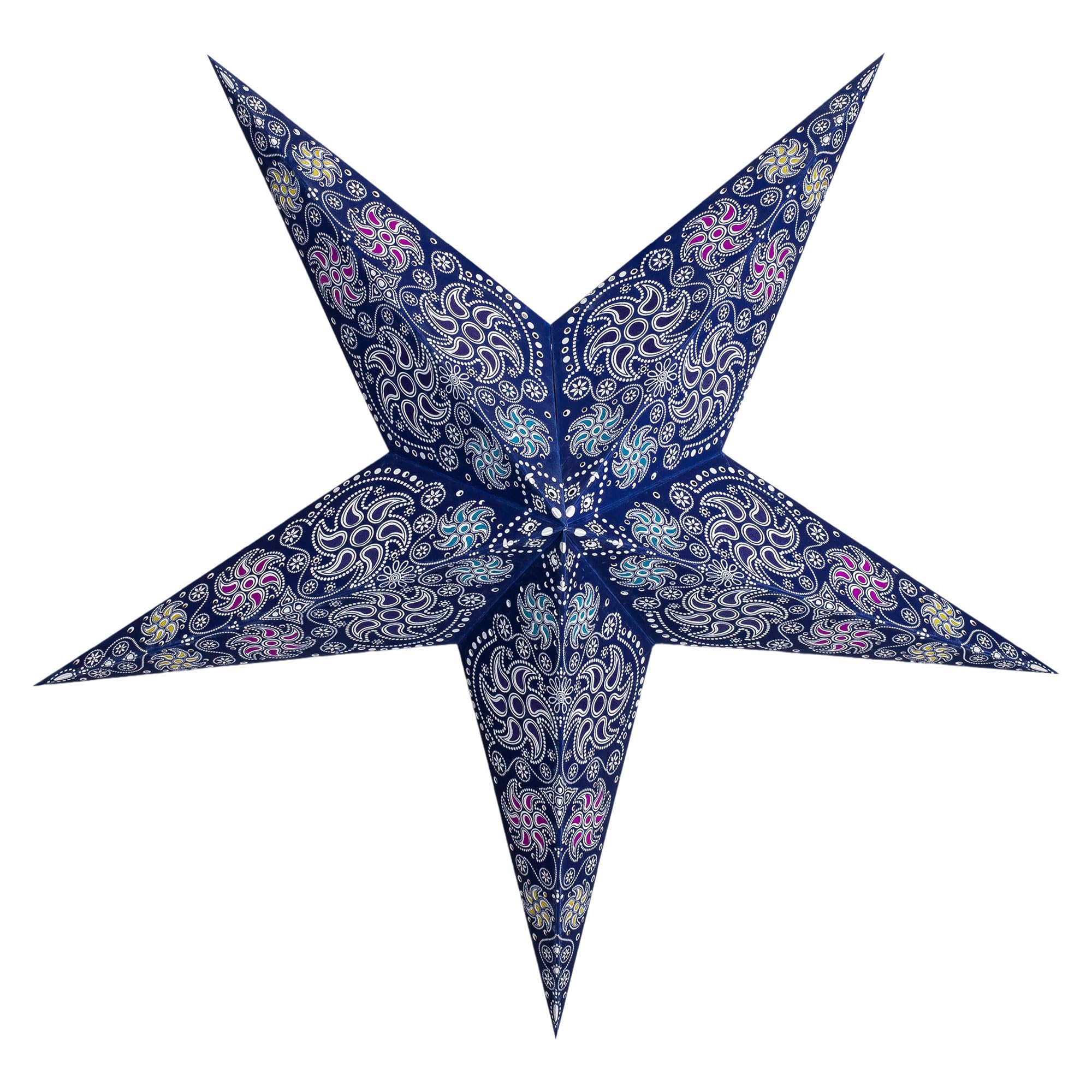 Galaxyarts 24&quot; Blue Chakra Paper Star Lantern - Medium Hanging Decoration For Events & Home
