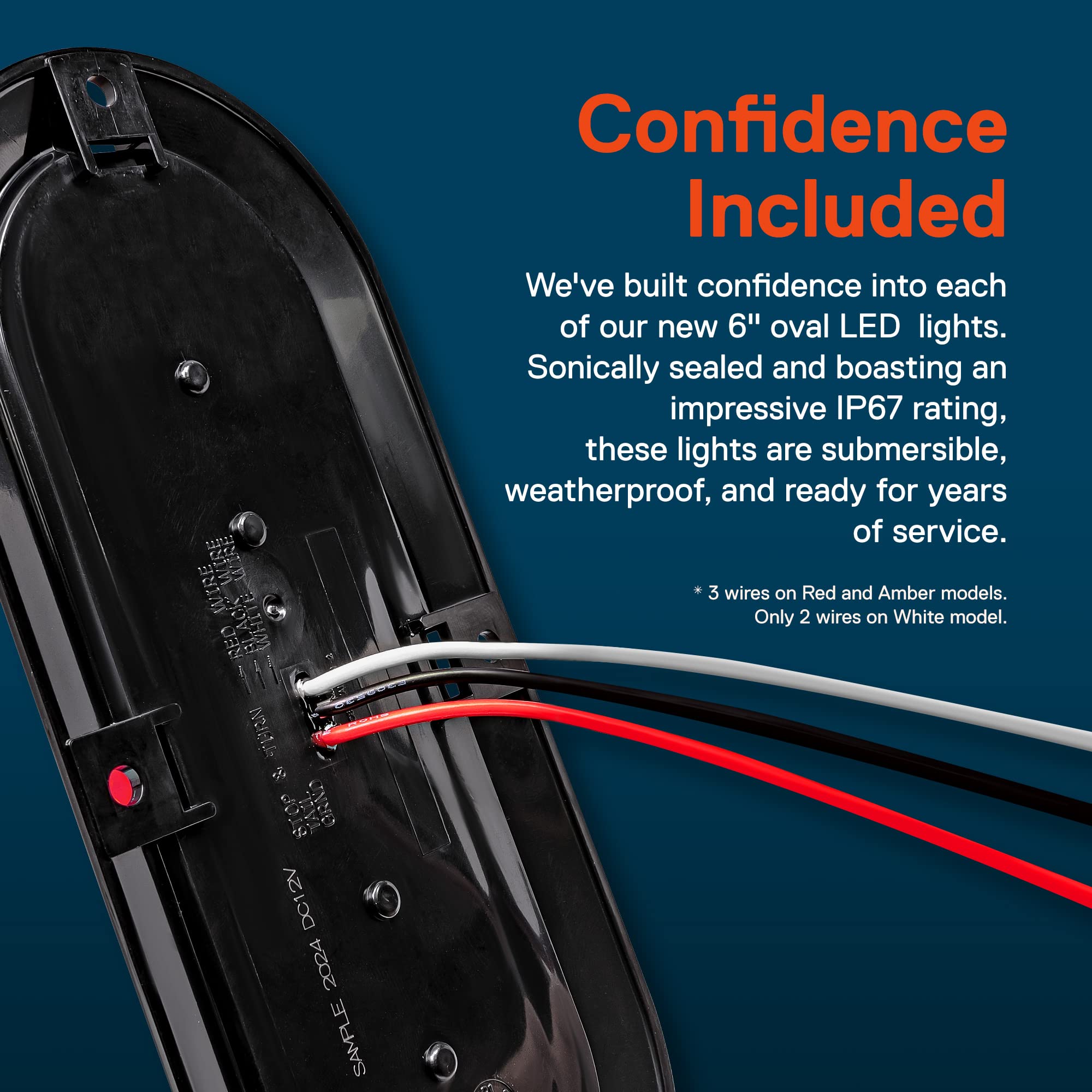 True Mods 2 Red + 2 Amber 6'' Oval Led Trailer Tail Light Kit [Surface-Mount] [Dot Fmvss 108 & Sae] [Ip67 Waterproof] [Stop Brak