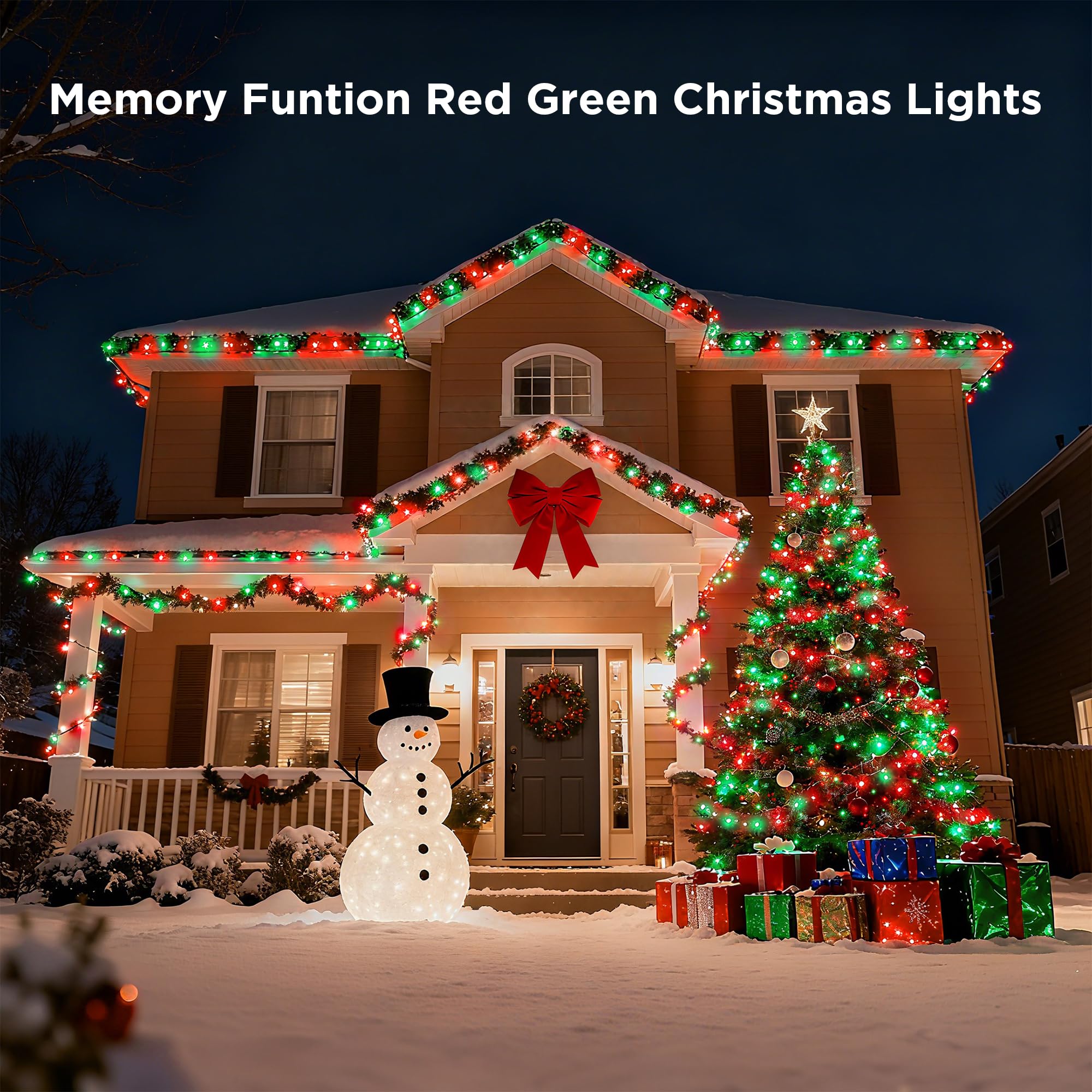 Blctec Christmas Lights Indoor Outdoor 300 Led 108Ft Ul Certified Christmas Tree Lights With 8 Modes  Waterproof  Timer  End To End Connectable String Light For Trees  Patio Xmas Decor  Red Green