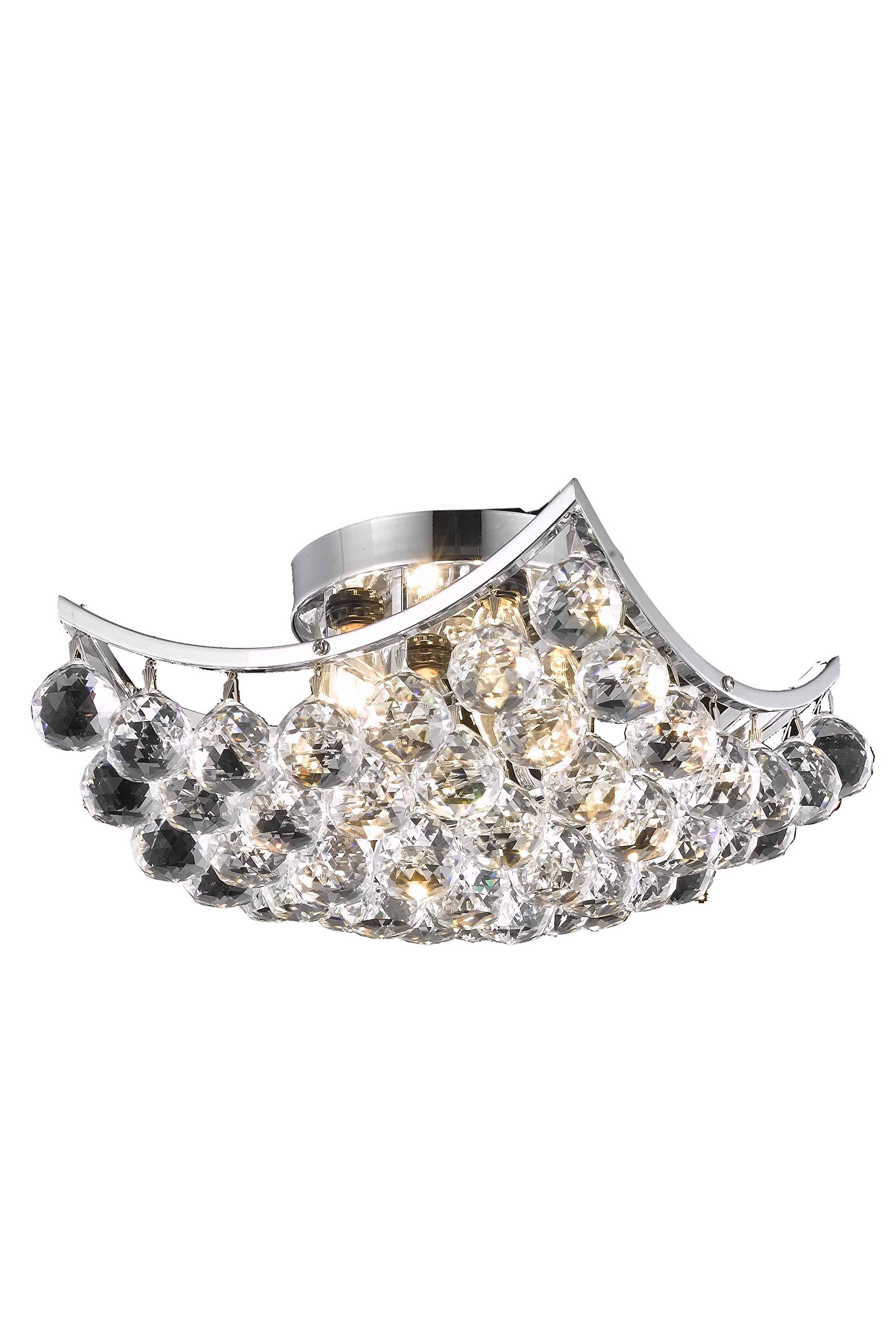 Elegant Lighting Corona Collection 9800F12C/RC 4-Light Flush Mount with Royal Cut Crystals, Chrome Finish