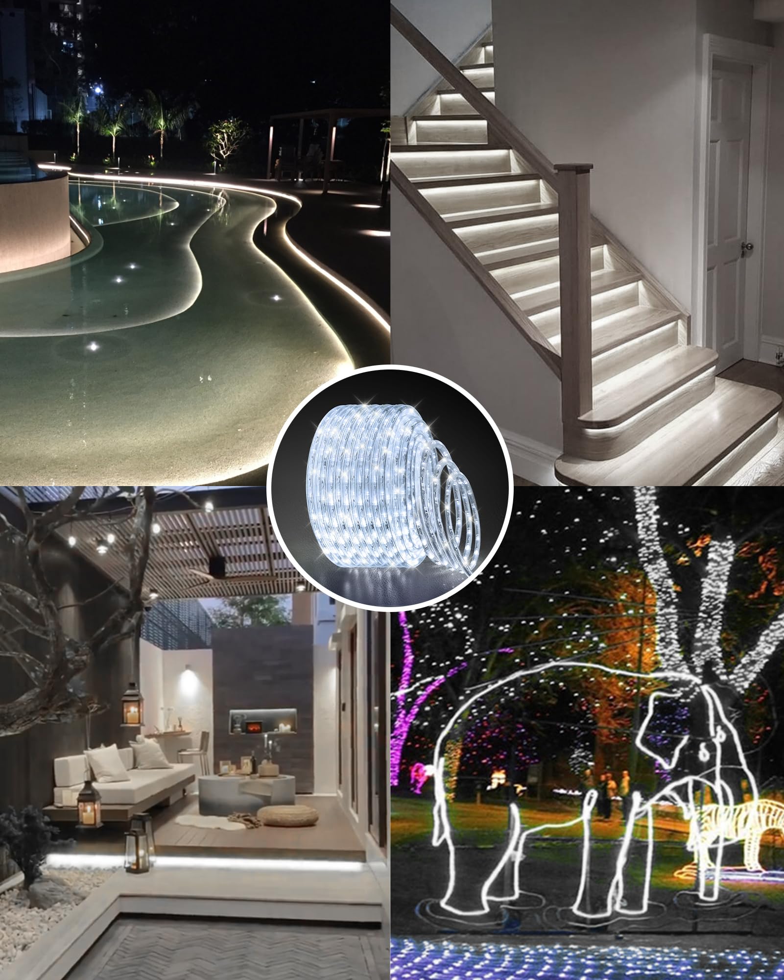 Isuerfy Dimmable Led Rope Light 12M/40Ft, Waterproof Clear Tube, 432 Warm White Leds, Flexible For Indoor/Outdoor Decor