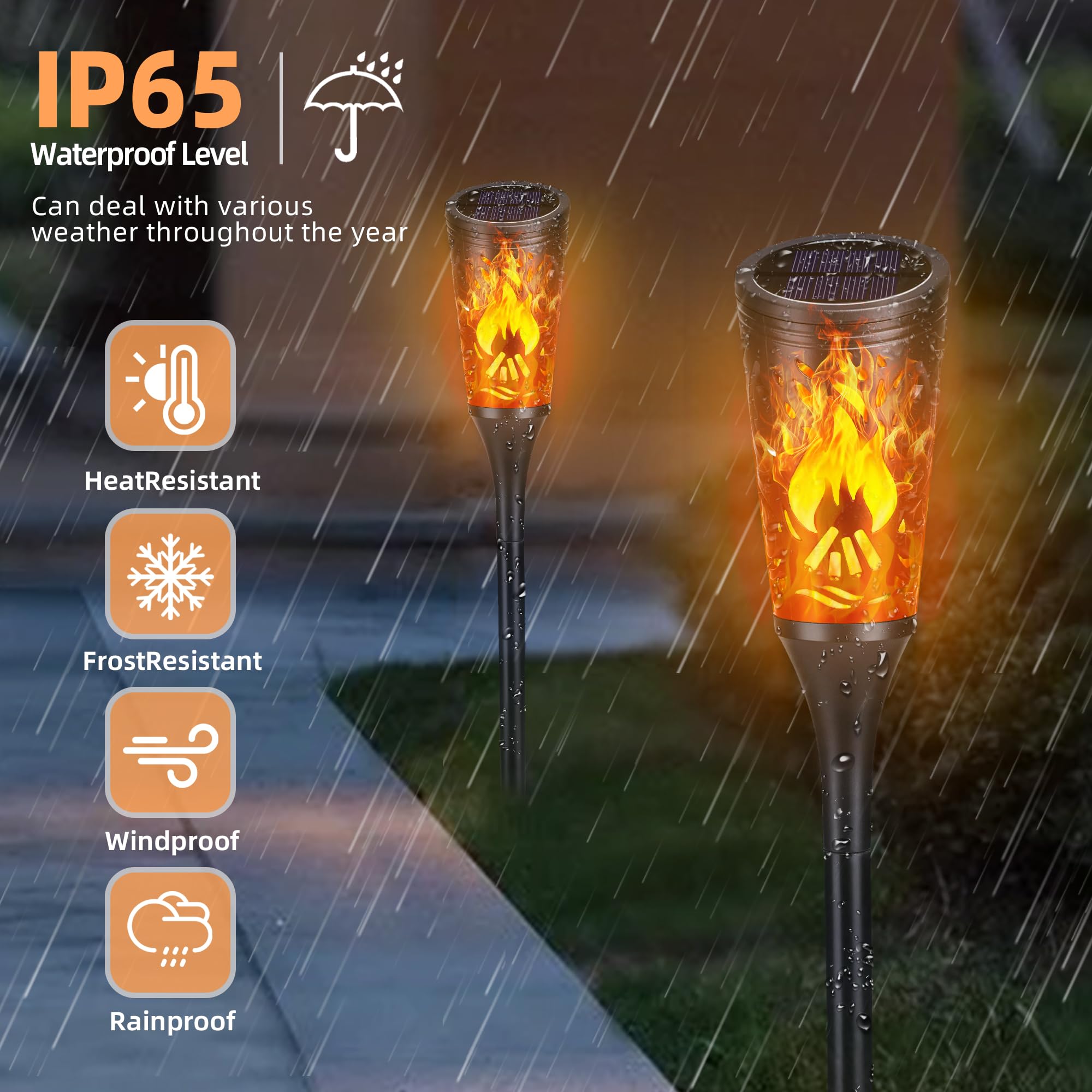 Toodour Solar Halloween Lights Outdoor, 10 Pack Solar Torch Lights With Flickering Flame, Ip65 Waterproof Yard Landscape Decorat