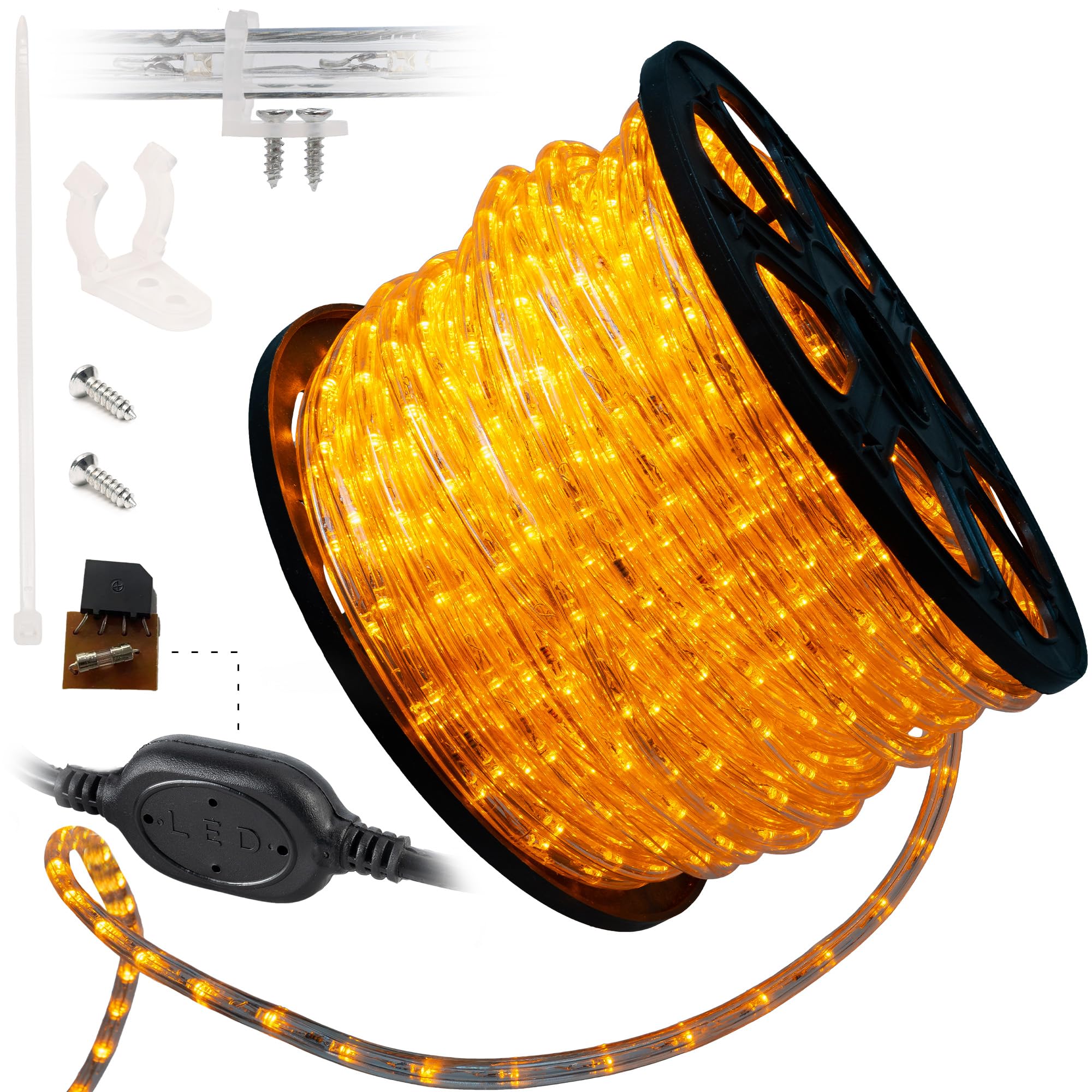 Wyzworks 1656Leds 150Ft Led Outside Rope Lights, Outdoor Etl Certified Waterproof Permanent 360 Degree Light Emitting, Flexible Tube, Connectable, Christmas Palm Tree Exterior Landscape, Orange