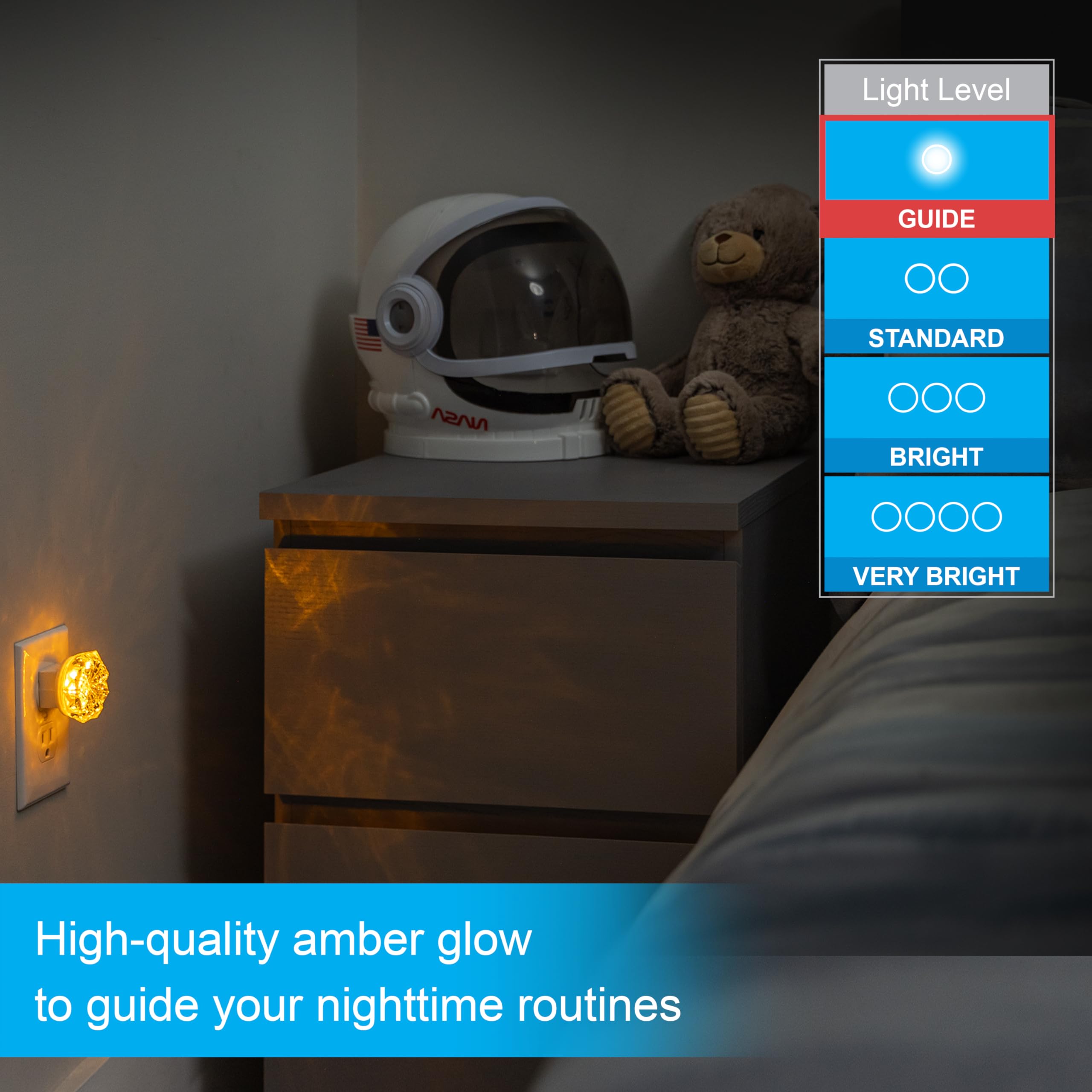 GE Jewel LED Night Light, Plug-in Amber, Energy Efficient, UL-Certified, 1 Pack, Model 11291
