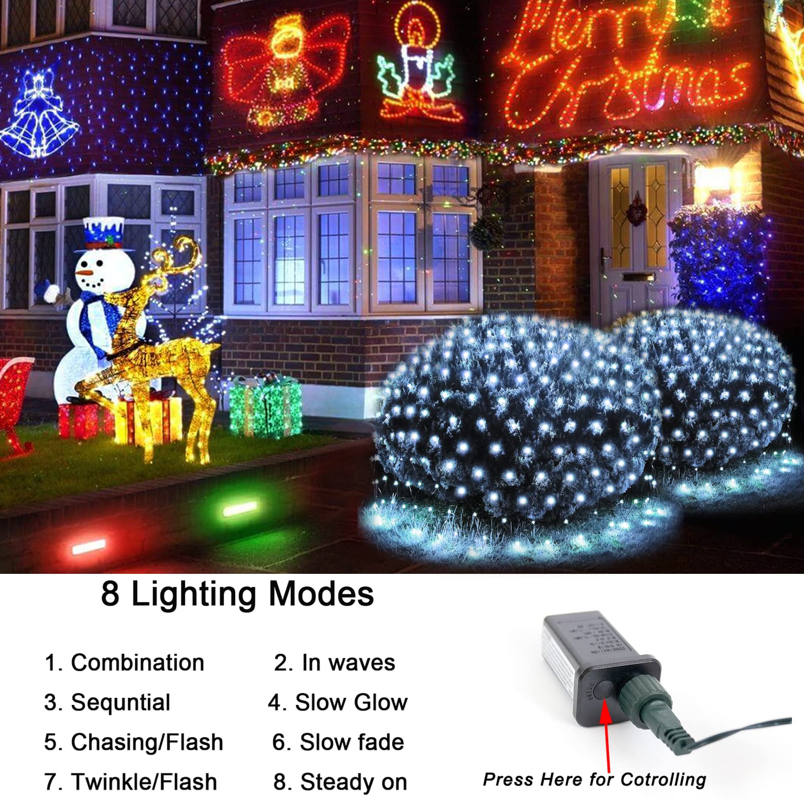 Oycbuzo 360Led Net Lights Outdoor, 21Ft X 5Ft Connectable String Mesh Lights 8 Modes With Memory Function, Christmas Netting Lig