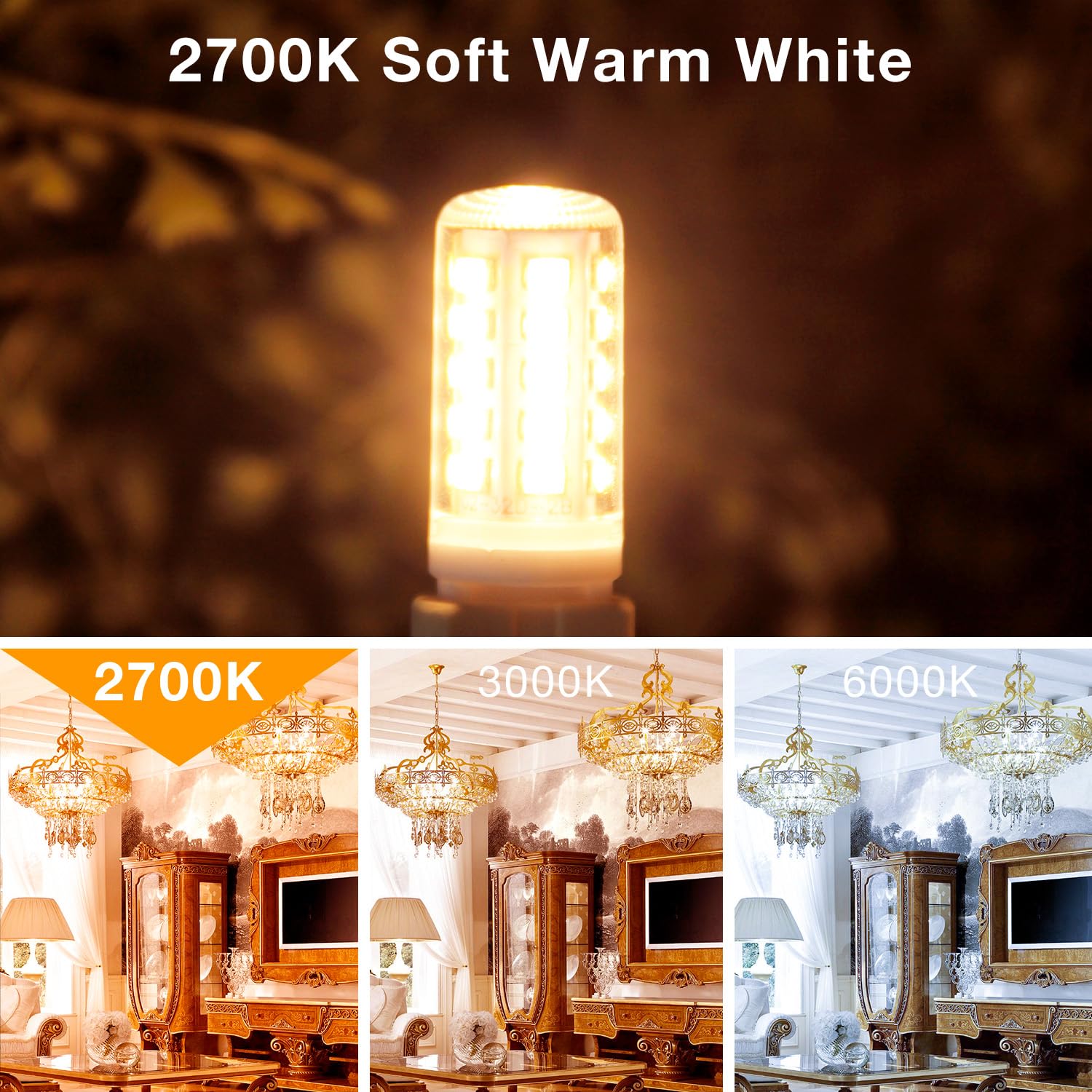 Daybeeter 6 Pack Dimmable G9 Led Bulb 4W (40 Watt Equivalent), 2700K Soft Warm White, G9 Halogen Bulb T4 G9 Bi-Pin Base Light Bu