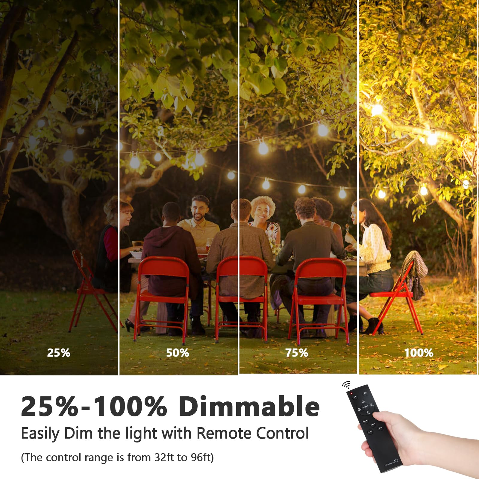 BesLowe 48FT S14 Solar String Lights Outdoor with Remote Controller, Solar Powered Patio Lights Waterproof with LED Edison Bulbs