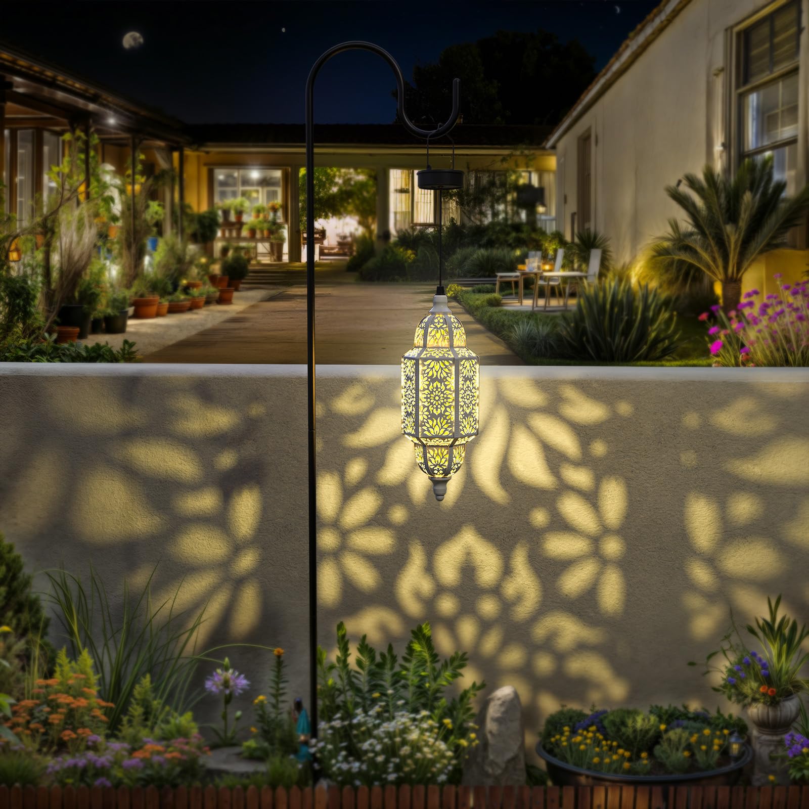 Twinkya Hanging Solar Lantern - Waterproof Metal Garden Decor, 1 Pack, White