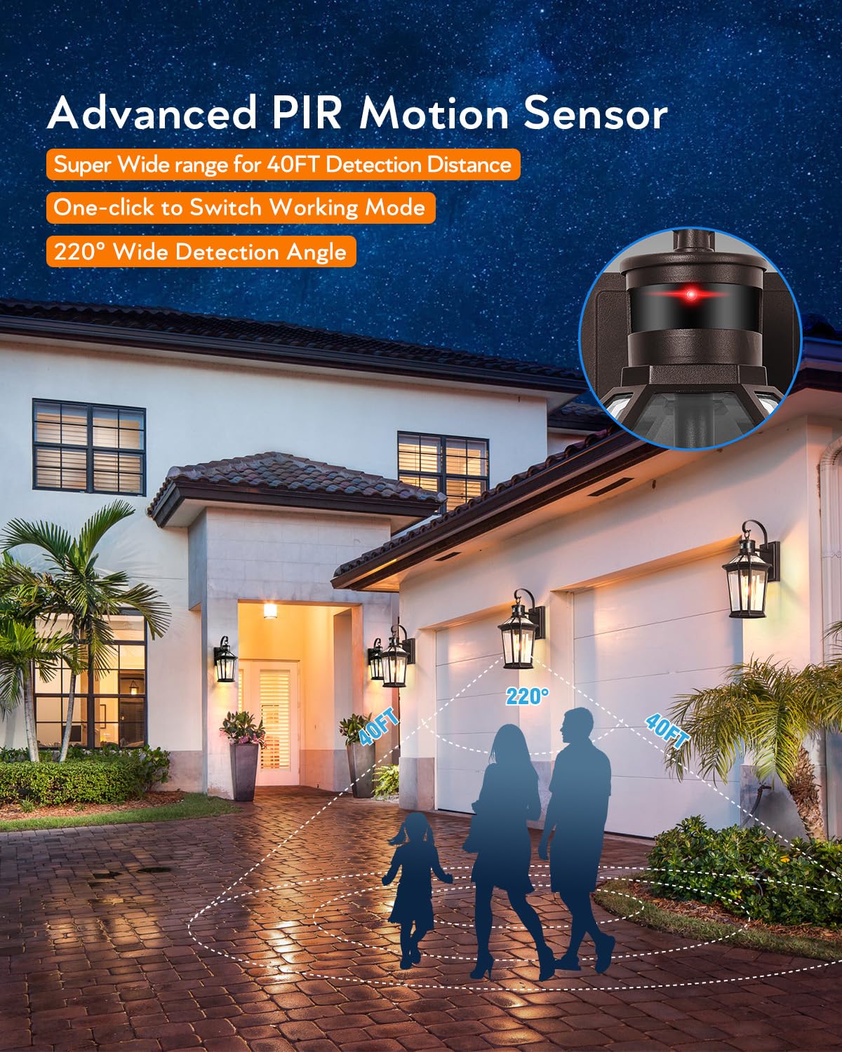 Vianis Bronze Motion Sensor Outdoor Light, Dusk To Dawn Outdoor Lighting Wall Mount, Waterproof Exterior Light Fixtures For Hous