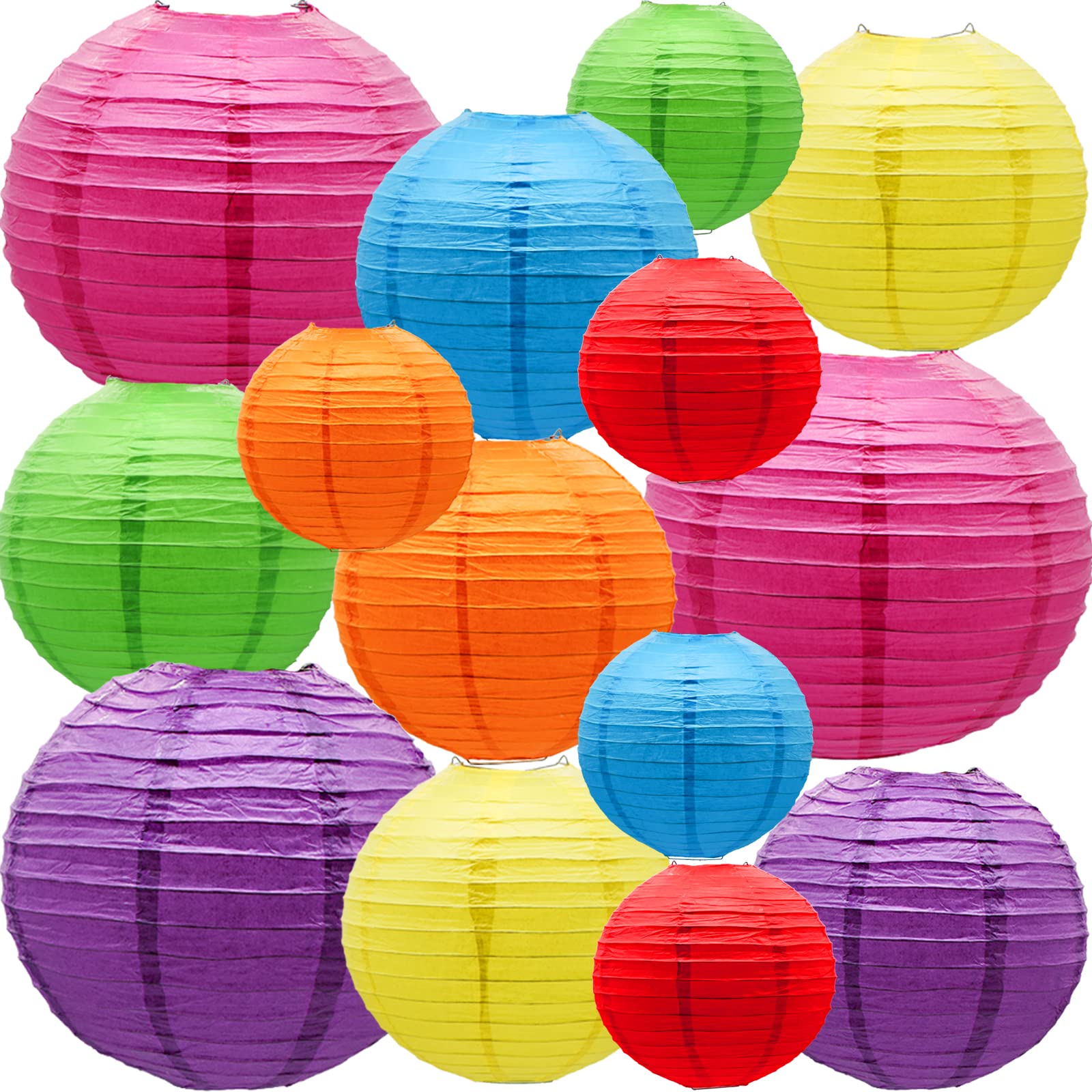 Round Chinese Paper Lanterns Decorative 14Pcs Wedding Birthday Party Valentine'S Day Baby Showers Decoration Multicolored Macaro
