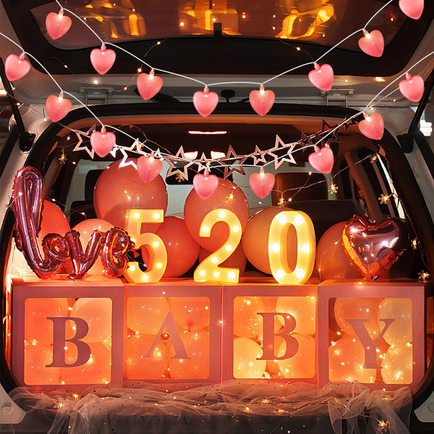 Valentine'S Day Decorations Lights, 8.5Ft Pink Heart String Lights With 10 Led Pink Heart Fairy Lights, Connectable Romantic Hea
