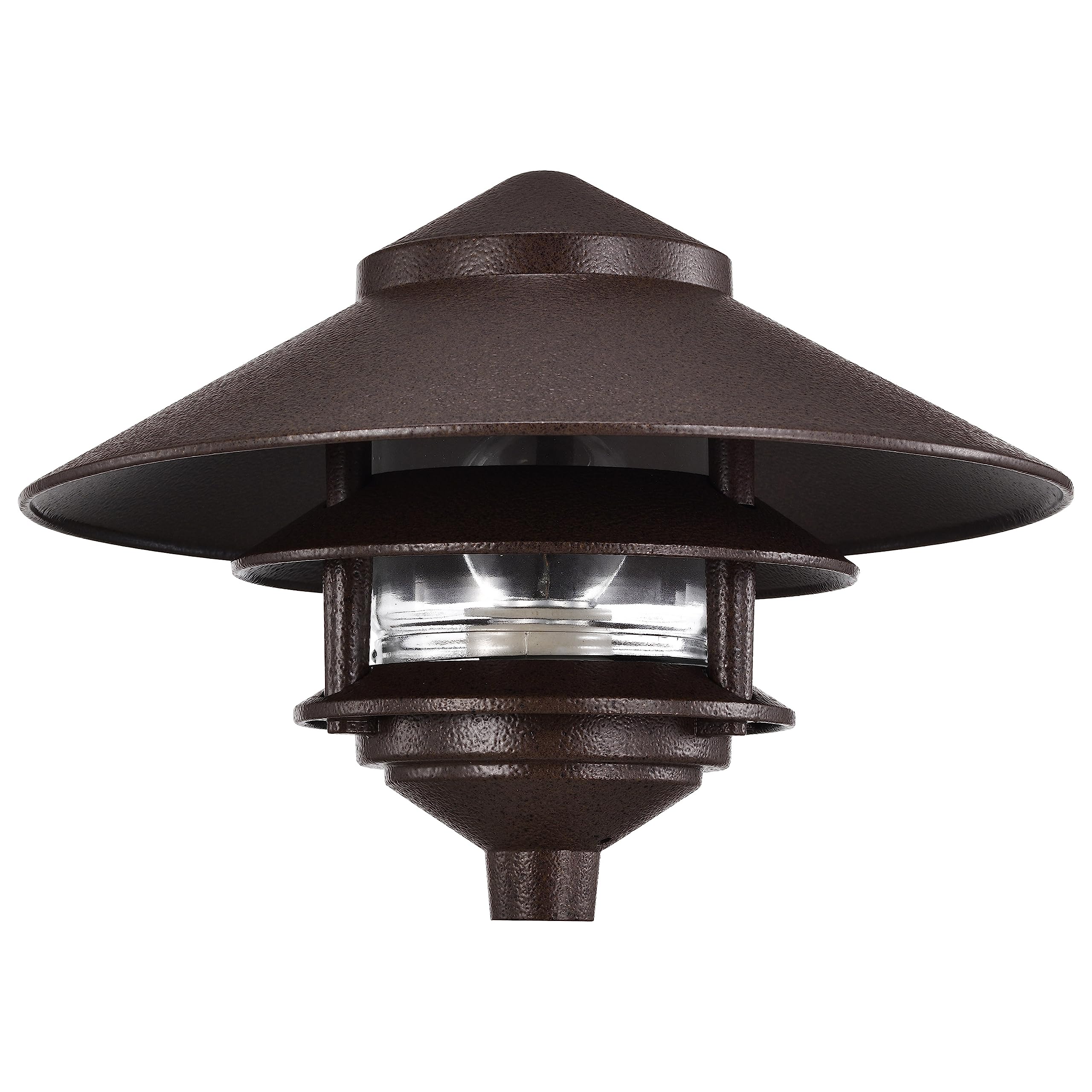 NUVO SF76/635 One 2 Louver Hood Outdoor Pagoda Landscape Pathway Light, 2 Tier-Large, Old Bronze