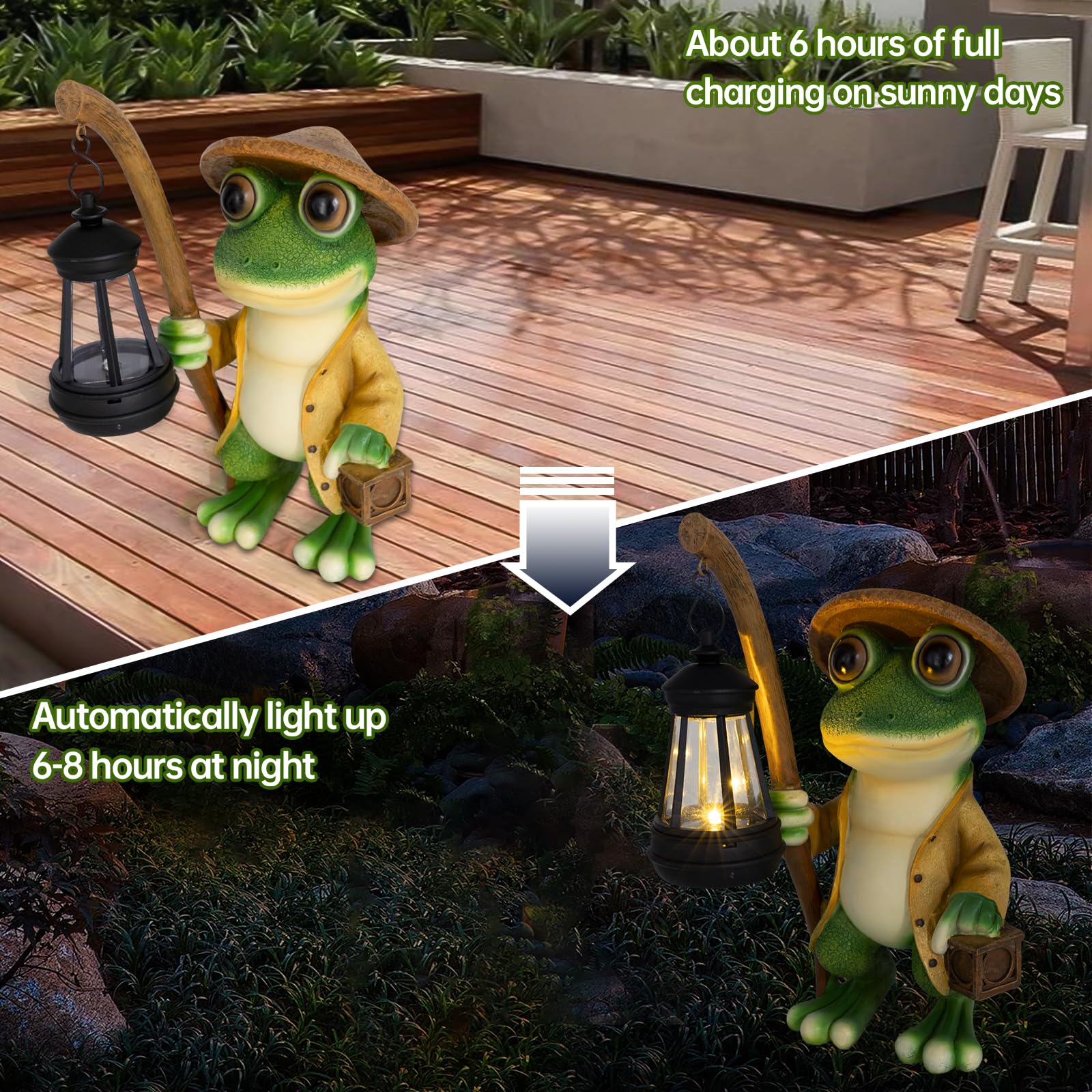 Iswabard Frog Statue Solar Lights Outdoor-Halloween Christmas Decorations Outdoor, Frog Solar Lights For Garden Patio Porch Deco