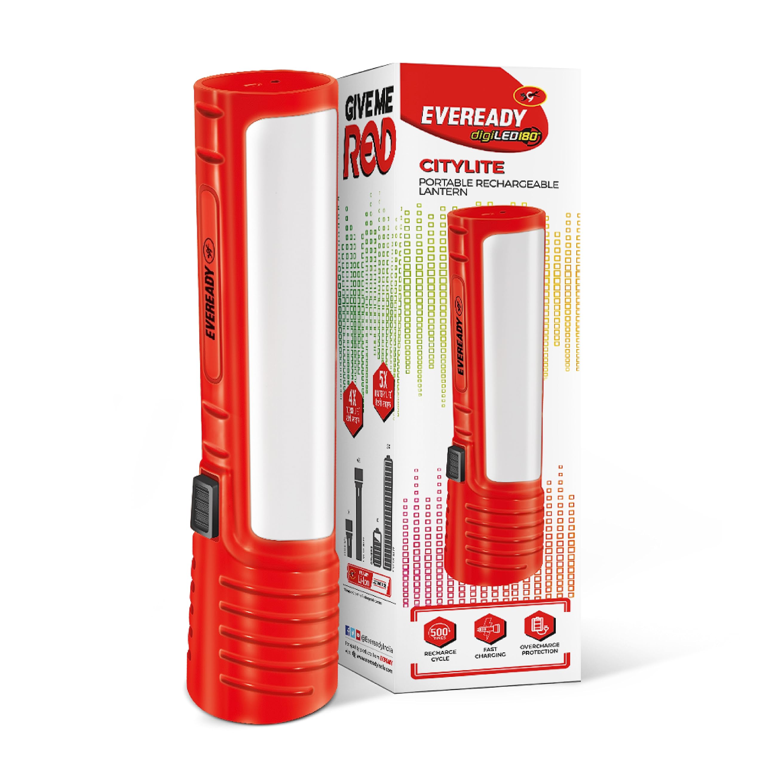 Eveready CITYLITE Multipurpose Emergency Rechargeable Lantern | HL50 | 2W Torch & 3W Lantern | Micro USB Fast Charging | Overcha
