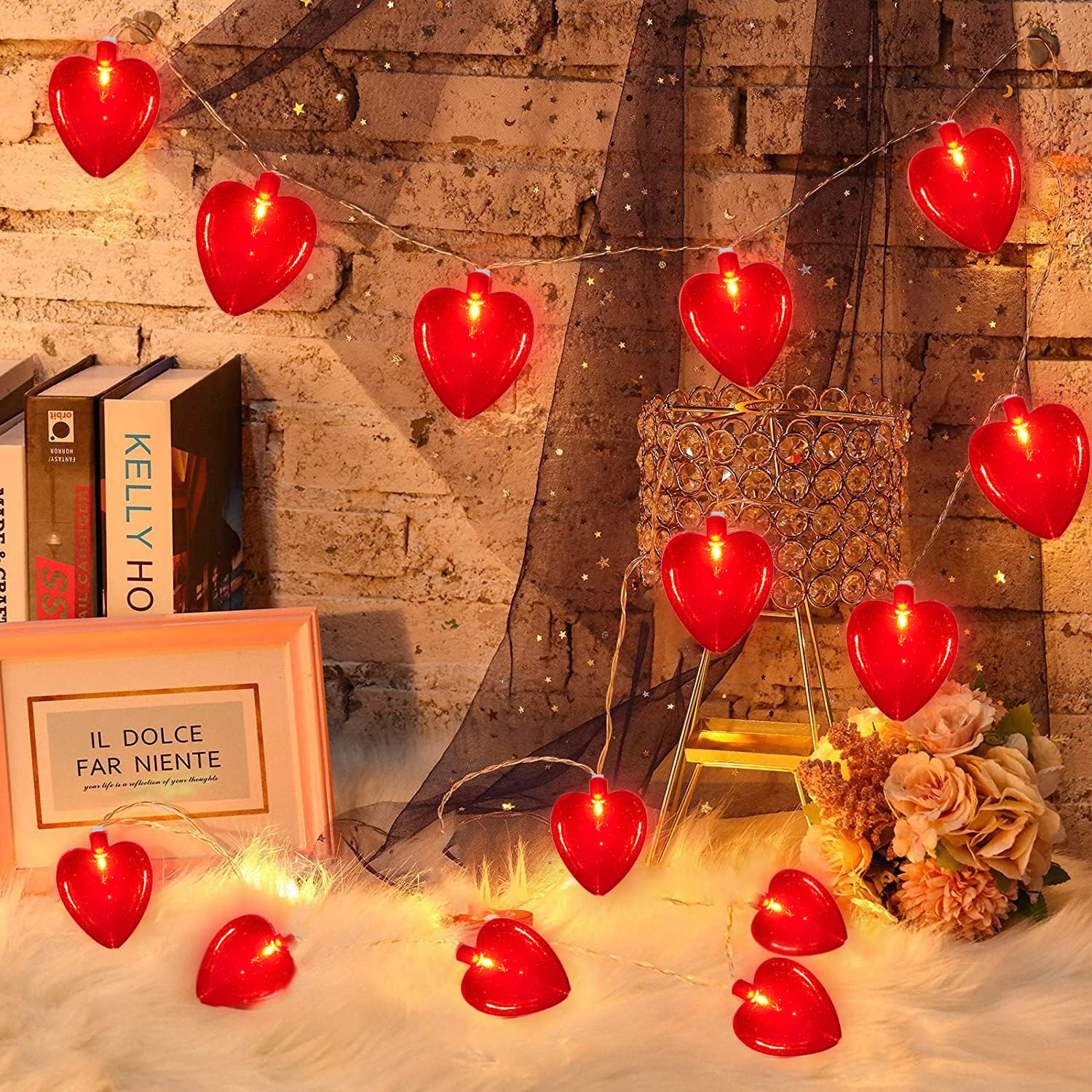 Doratale 8.5Ft Red Heart Fairy String Lights - 10 Connectable 3D Heart Decor For Valentine'S Day