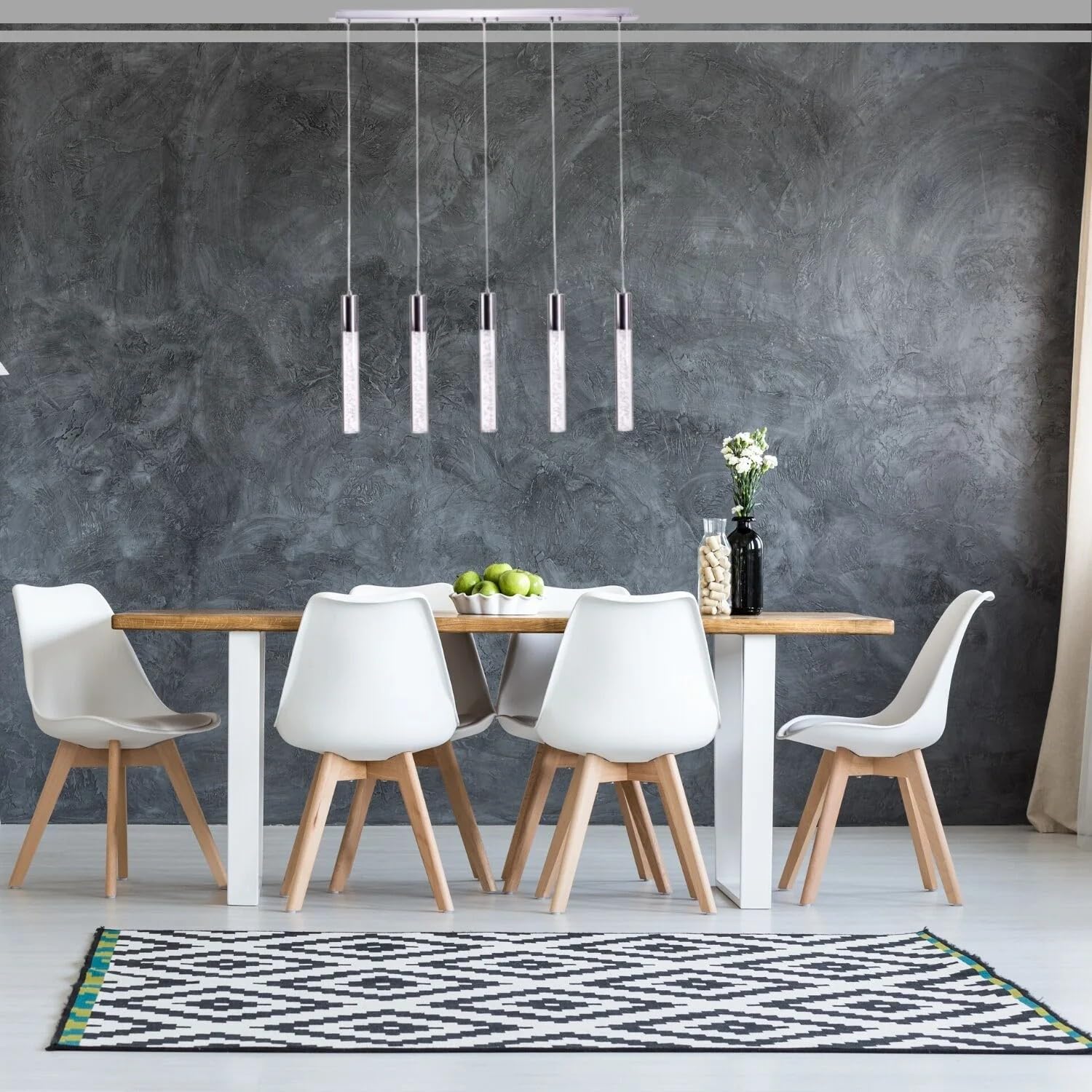 Finesse Decor Sparkling Night Cylinder Chandelier, 5 Light Contemporary, Modern Cylinder Chandelier for Bedroom, Dining Room, Li