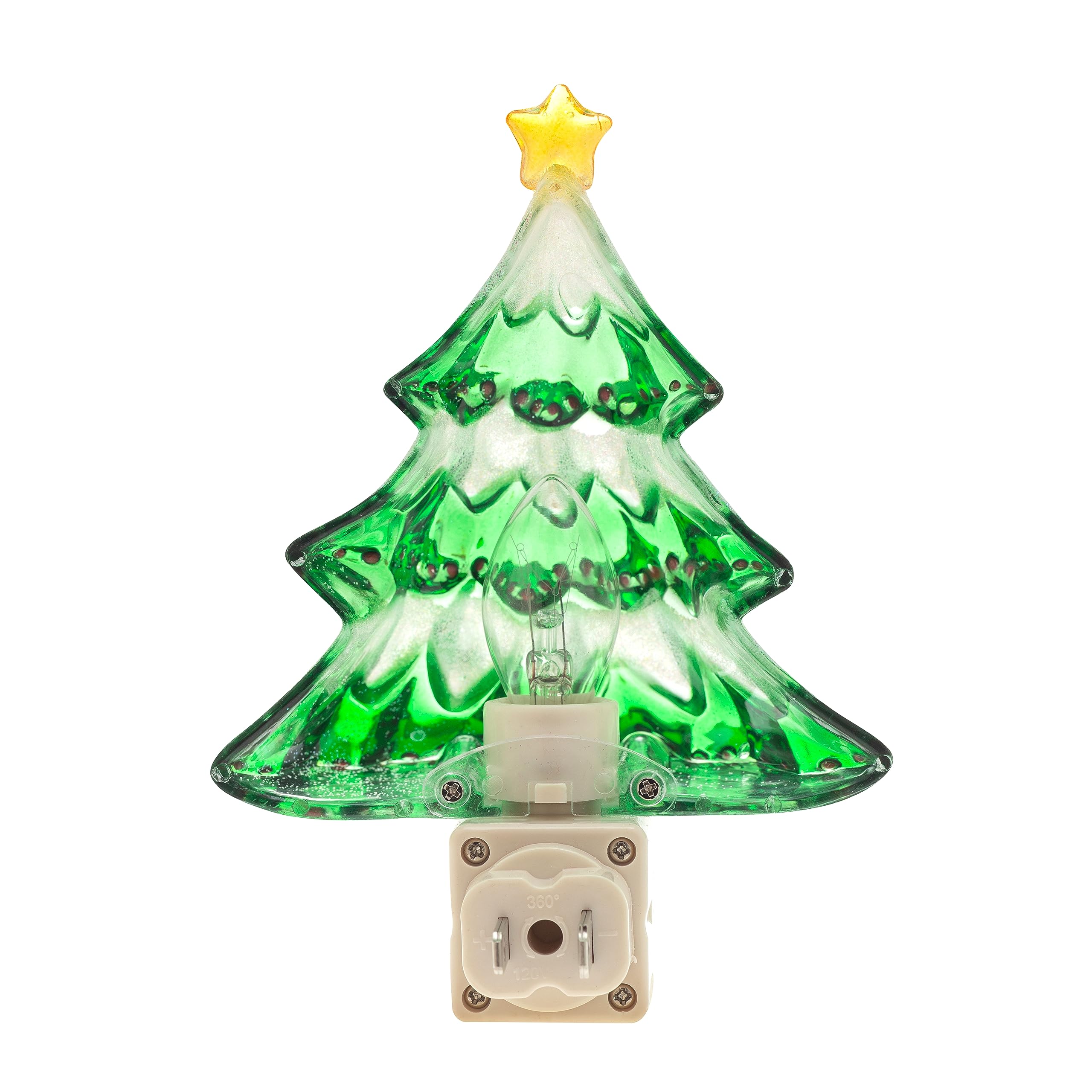 Creative Hobbies Snow Covered Christmas Tree Holiday Decor Night Lights - Includes 5W C7 And Rotational Socket With On/Off Switc