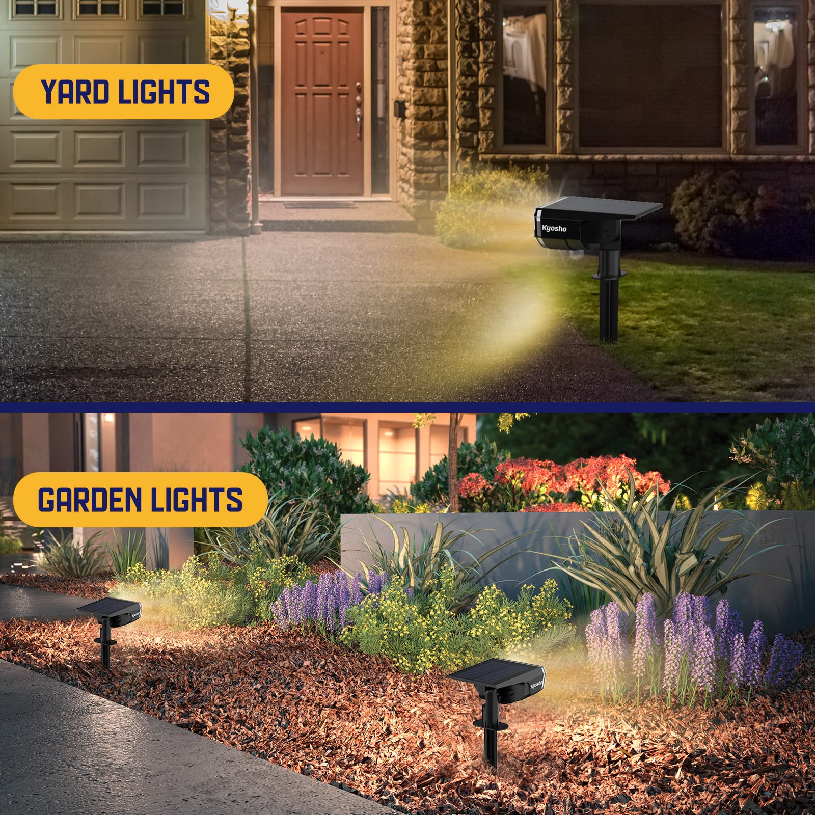 Kyosho Solar Spot Lights, 38 Leds, Ip67 Waterproof, 2 Pack - Warm White Garden Lighting