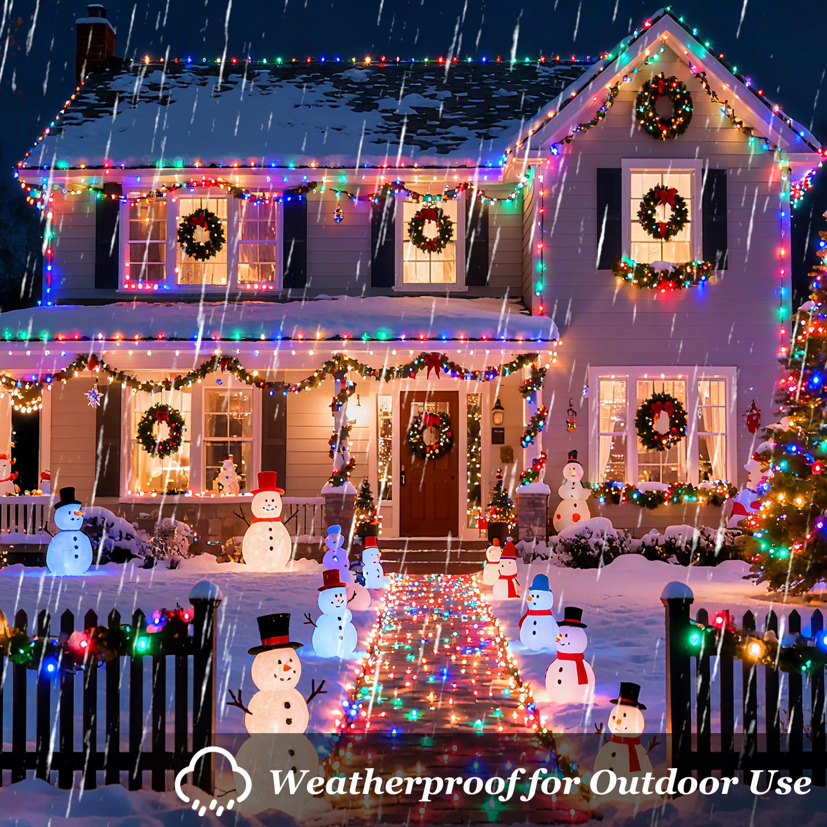 750 Led Christmas String Lights Outdoor  240Ft Twinkle Fairy Lights With Timer & Memory  12 Modes Dimmable Waterproof Tree Light For House Patio Wedding Party Christmas Decororations  Multicolor