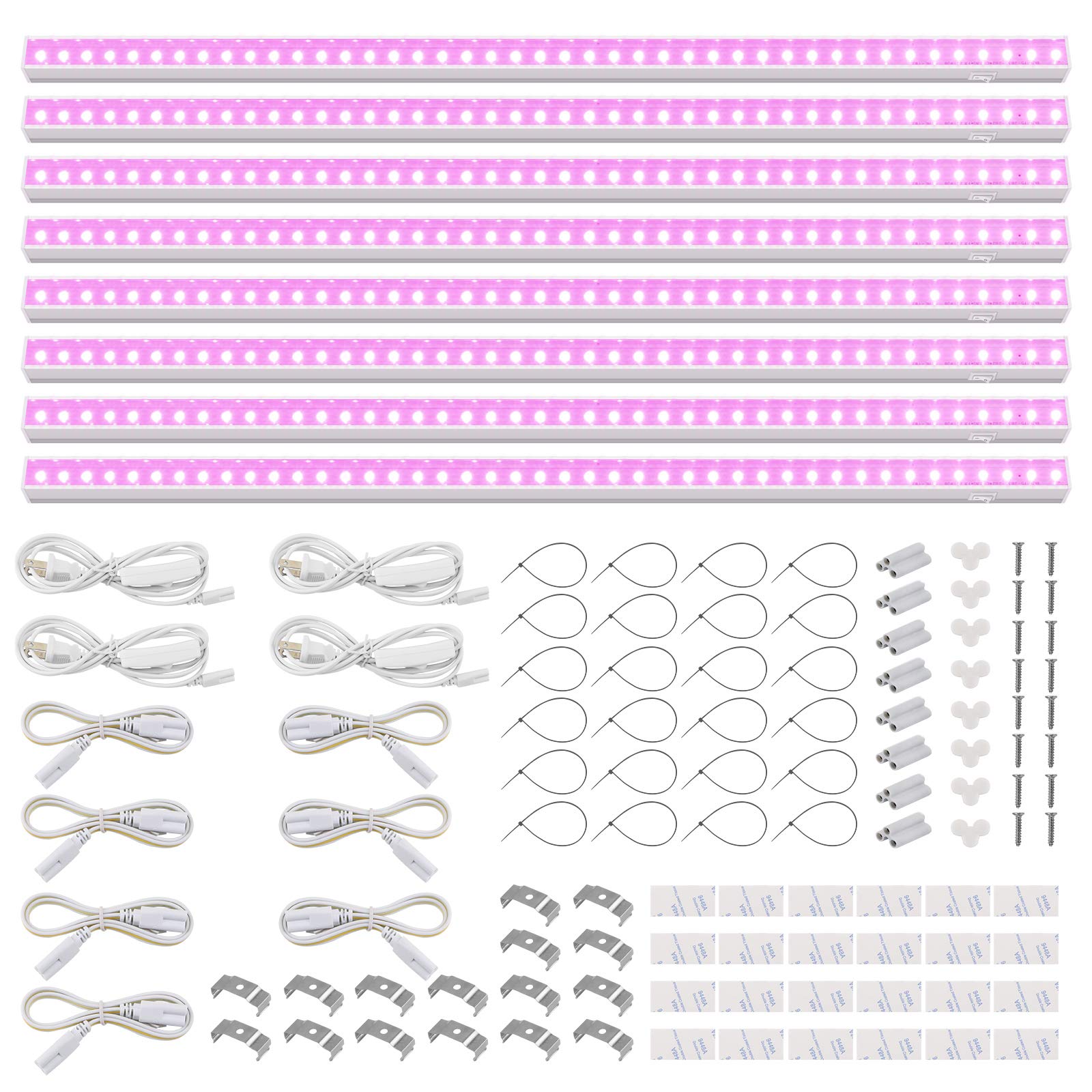 Barrina LED Grow Light Strip, Full Spectrum, 4ft 160W, 8-Pack,well-designed Aluminum, Pink