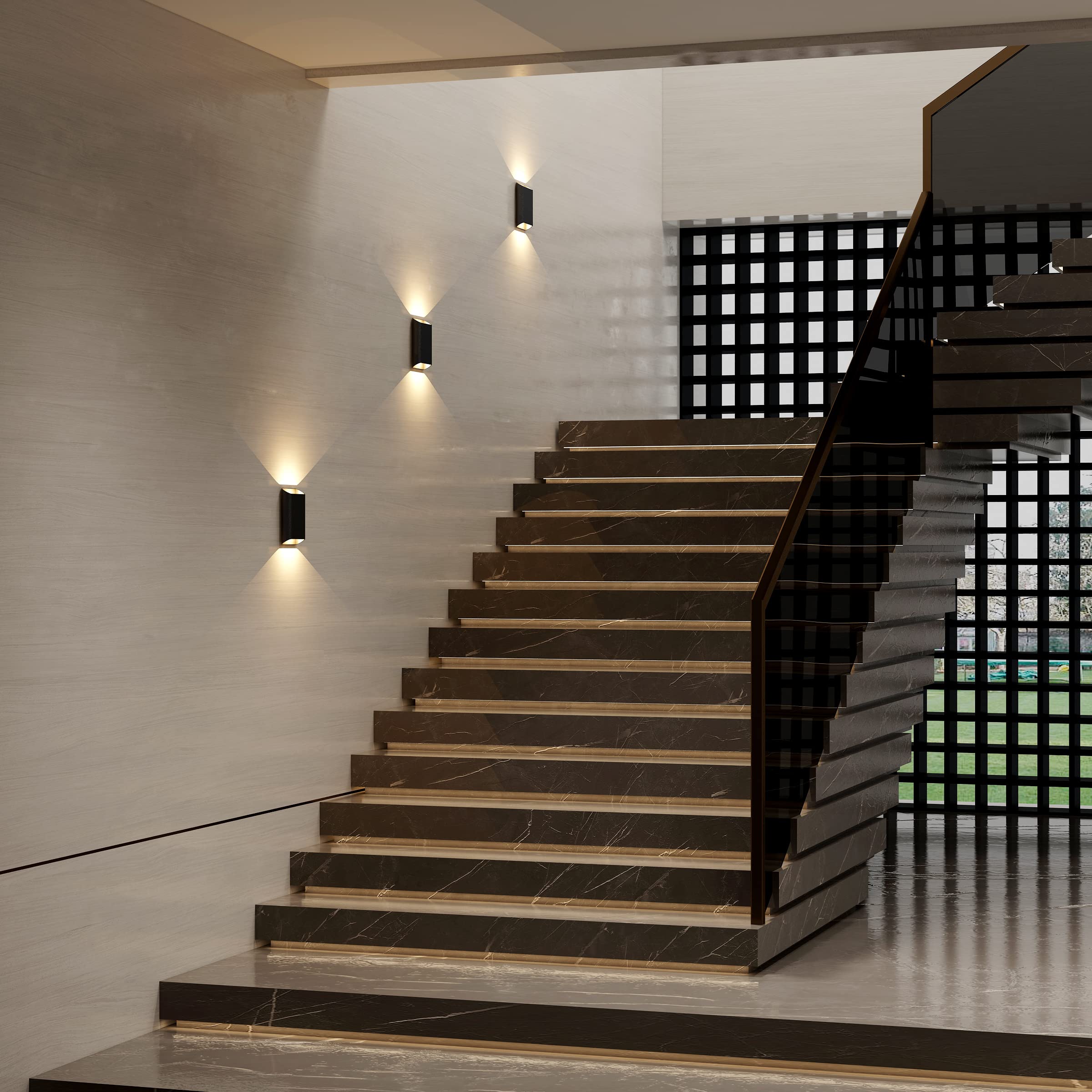 Ilucezzo Led Wall Lights Outdoor Wall Sconces Dimmable 15.5W, Ip65 Waterproof Porch Lights, Up And Down Modern Wall Lamps For Be
