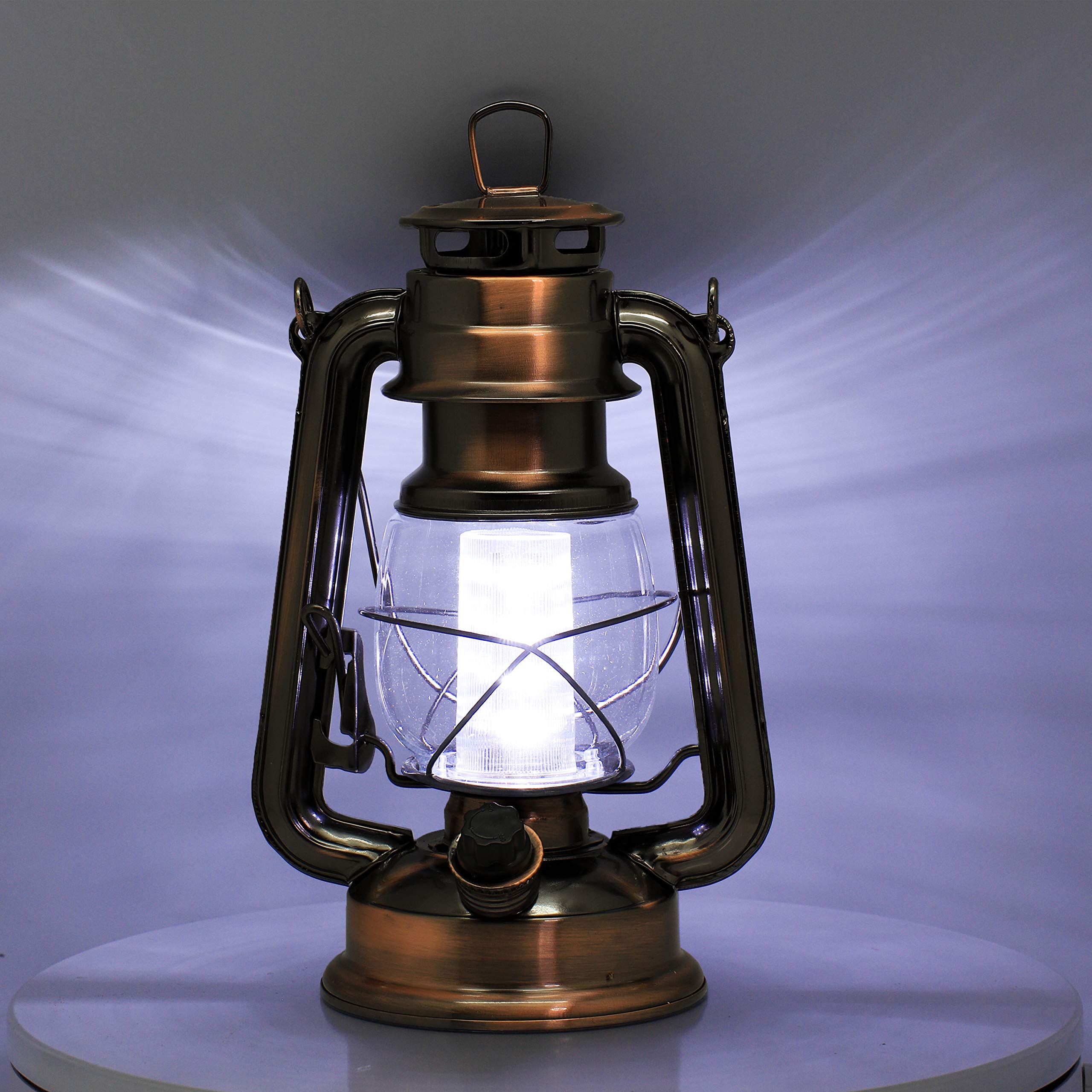 YAKii LED Vintage Lantern - Metal Hanging Hurricane, 12 LED, Dimmer Switch, Warm White, Copper, Pack of 8, Model LP023
