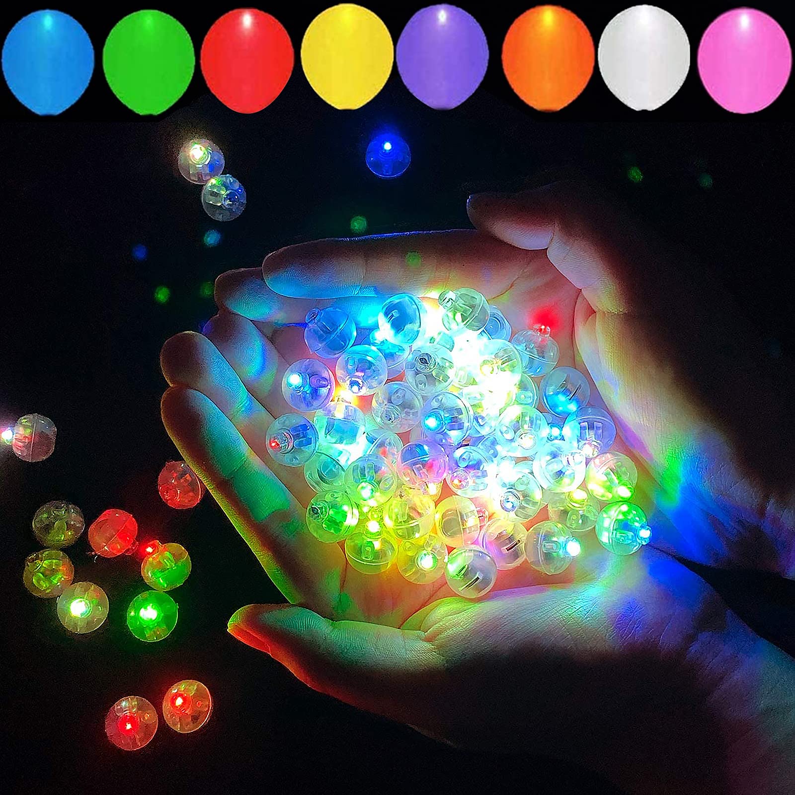 100 Pcs 10 Colors Balloon Lights, Led Assorted Colors Flash Lights, Mini Ball Lights Round Led Ball Lamp For Paper Lantern Ballo