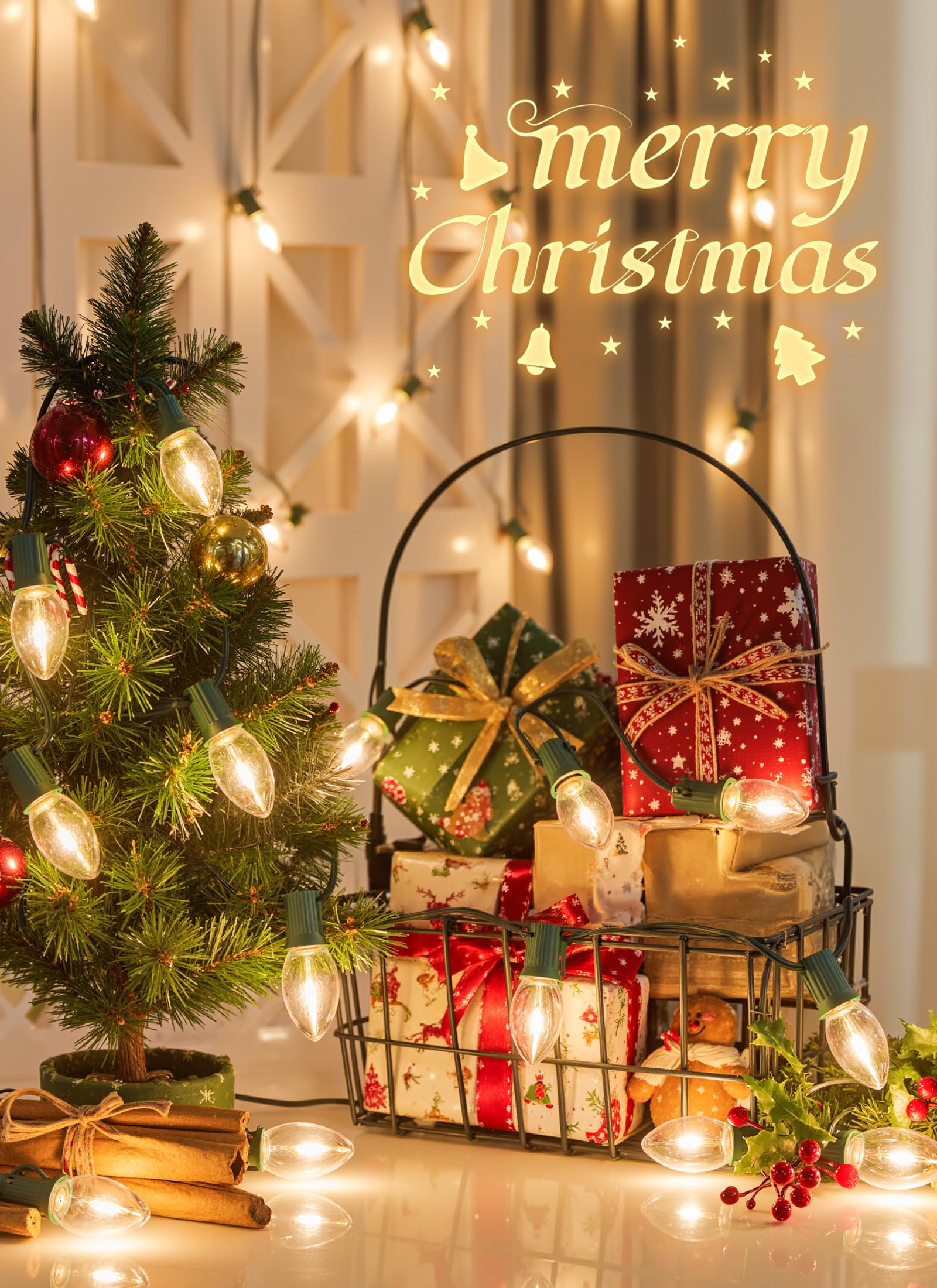 Vintage C9 Led Christmas Lights Outdoor  150 Ft C9 String Light With 150 Shatterproof Warm White Bulbs  Waterproof Connectable Christmas Tree Lights For Roofline Holiday Garden Party Xmas Decorations