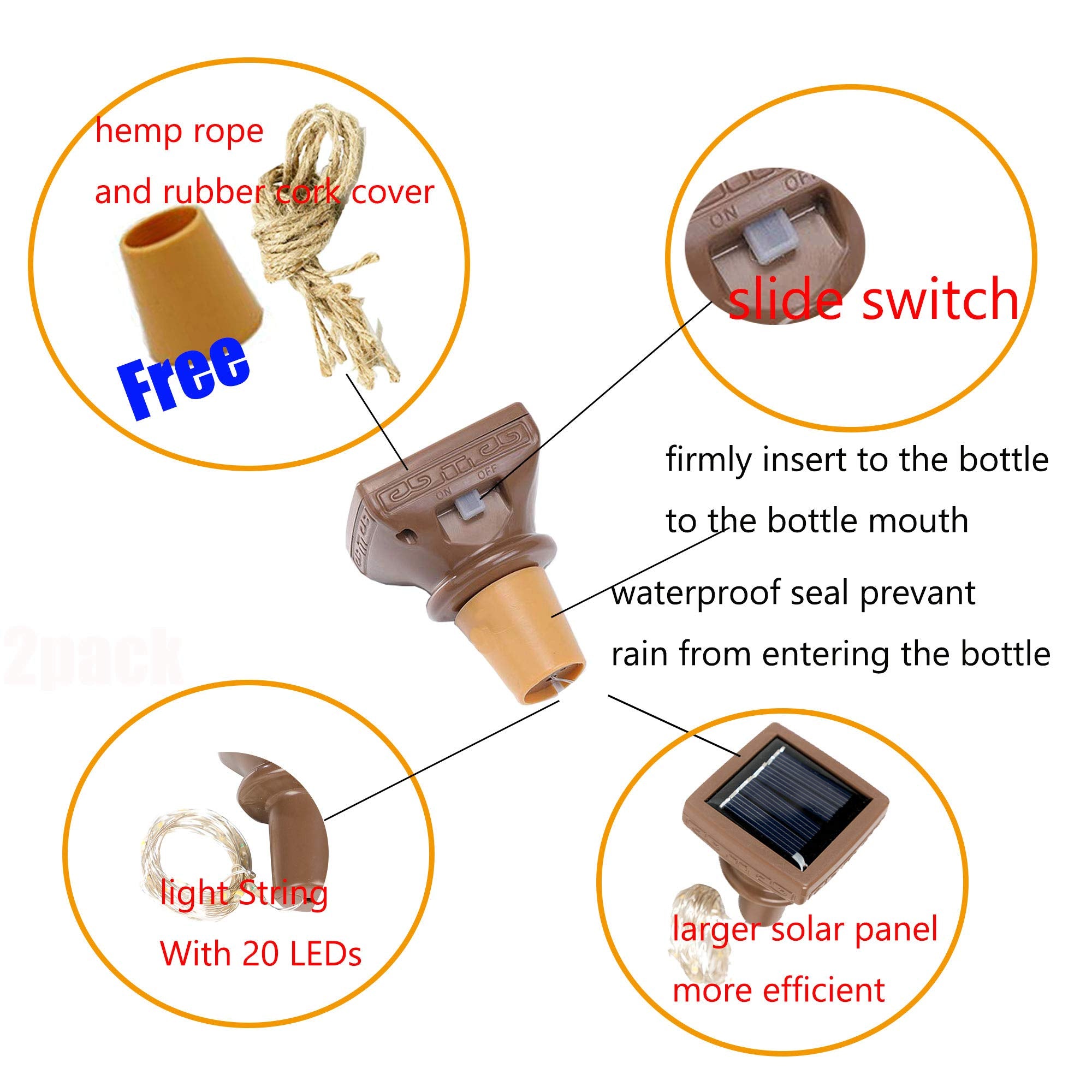 Yjfwal 2024 Upgraded 12 Pack Solar Wine Bottle Lights,20 Led Solar Operated Mini Copper String Lights For Wine Bottles With Cork Christmas, Outdoor, Wedding Decor, Halloween Decor(Warm White)