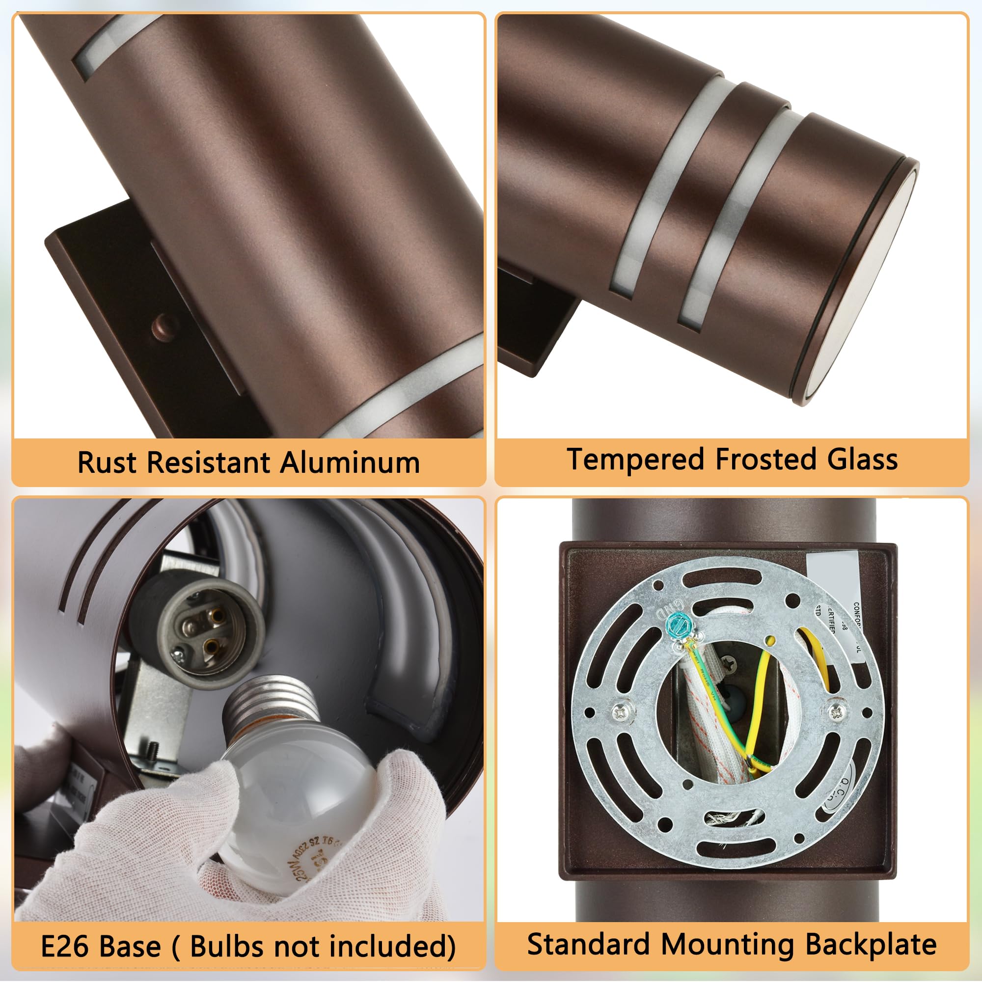 Housen Solutions Ip65 Waterproof Outdoor Light Fixture, Oil Rubbed Bronze Wall Mount Porch Light