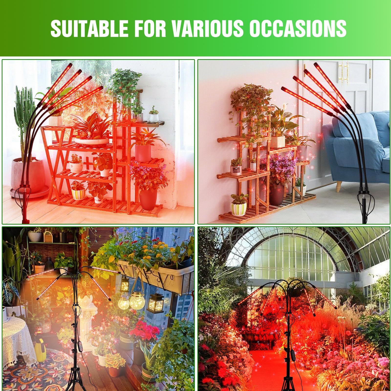 Wtintell Led Grow Lights For Indoor Plants,Led Plant Grow Light With Stand,Led Full Spectrum,10 Dimmable Levels,3 Modes Timing,Tripod Adjustable 15-72 Inch.