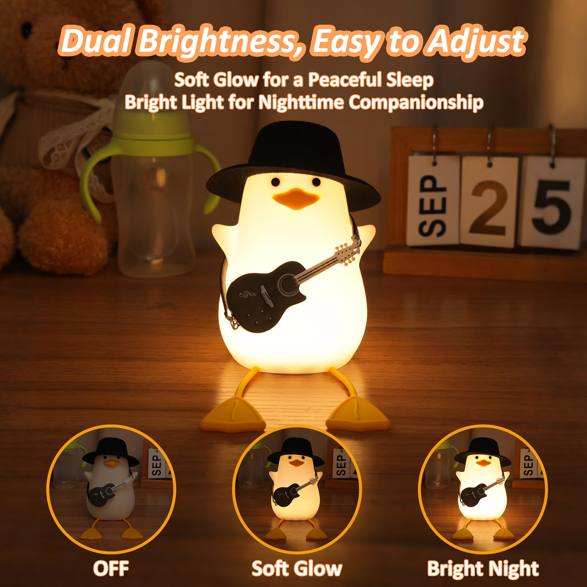 Anywin Duck Night Light, Squishy Duck Lamp, Silicone Bedside Light Up Funny Duck With Dimmer & Rechargeable. Birthday Gifts For