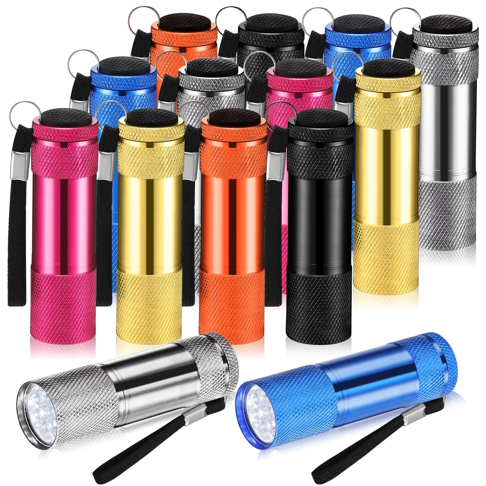 VIHOSE Mini Flashlights Bulk, 12 Pcs Aluminum Handheld LED Lights, Vivid Colors for Kids, Night Reading, Emergency, Camping