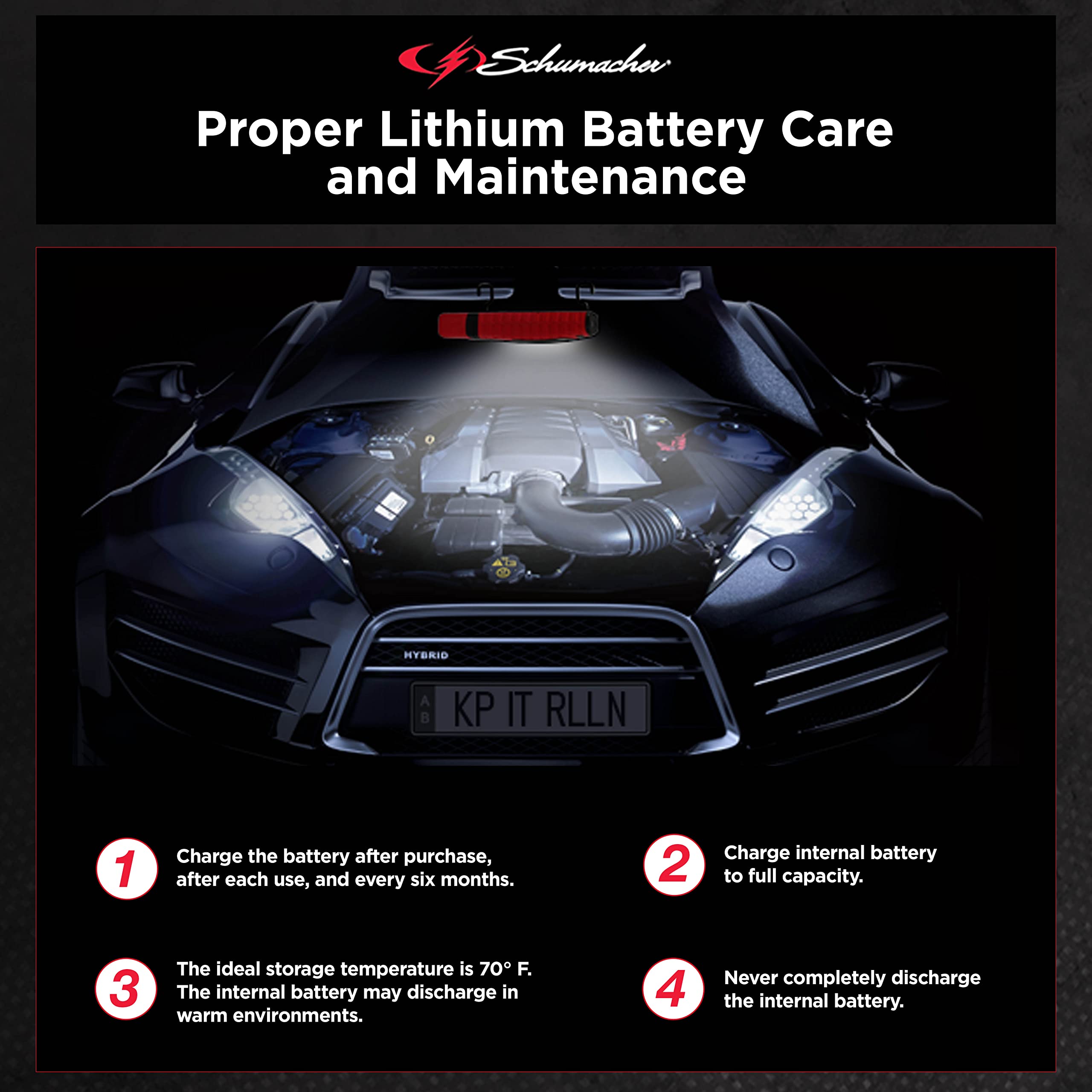 Schumacher Sl360Ru Rechargeable Lithium Ion Led Work Light - Red - Cordless, 360-Degree Swivel, Multiple Lighting Options