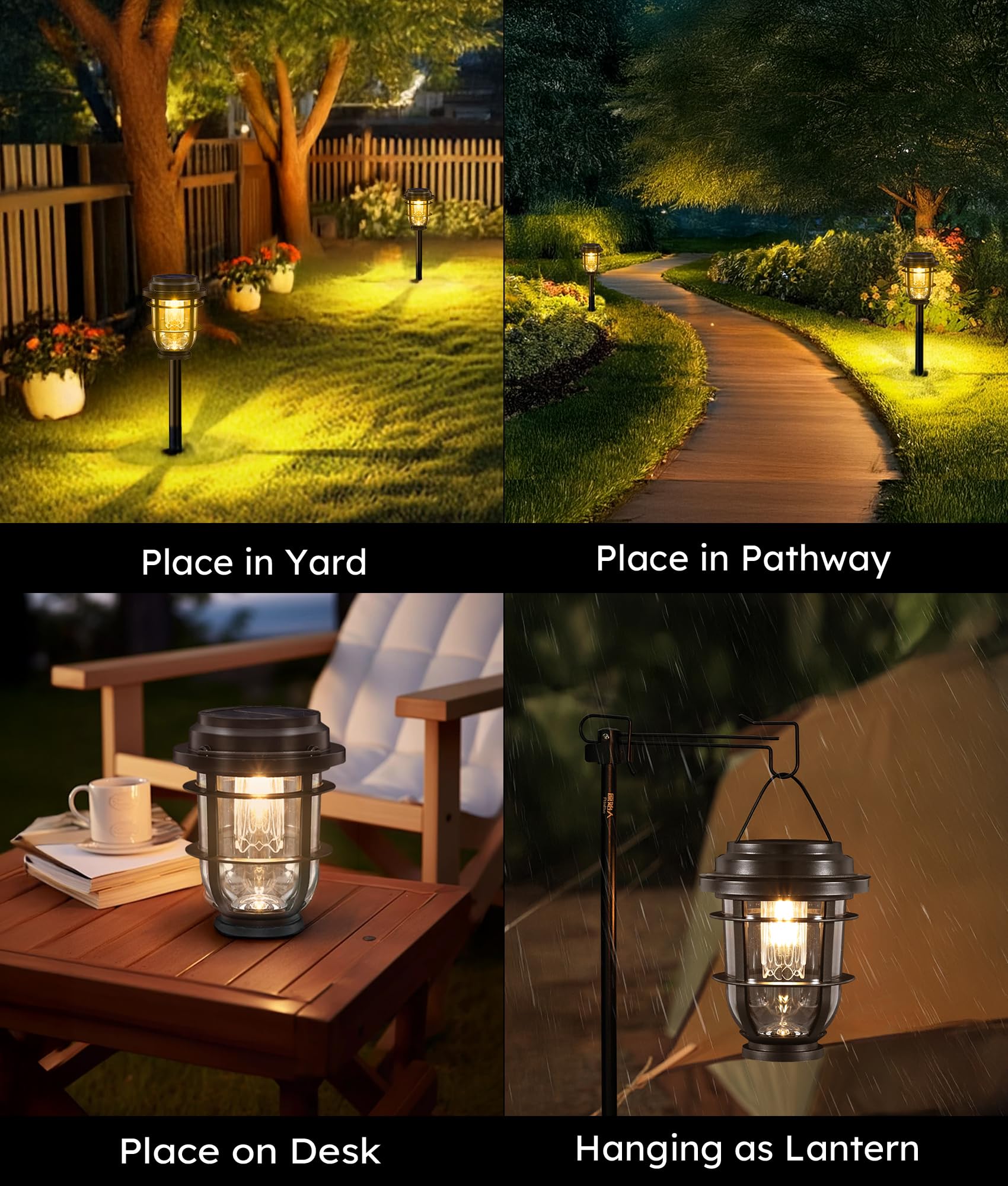 Vuees Solar Pathway Light - Durable Black Plastic Landscape Lighting for Garden, Lawn, Patio, Walkway, Driveway - Model BP1