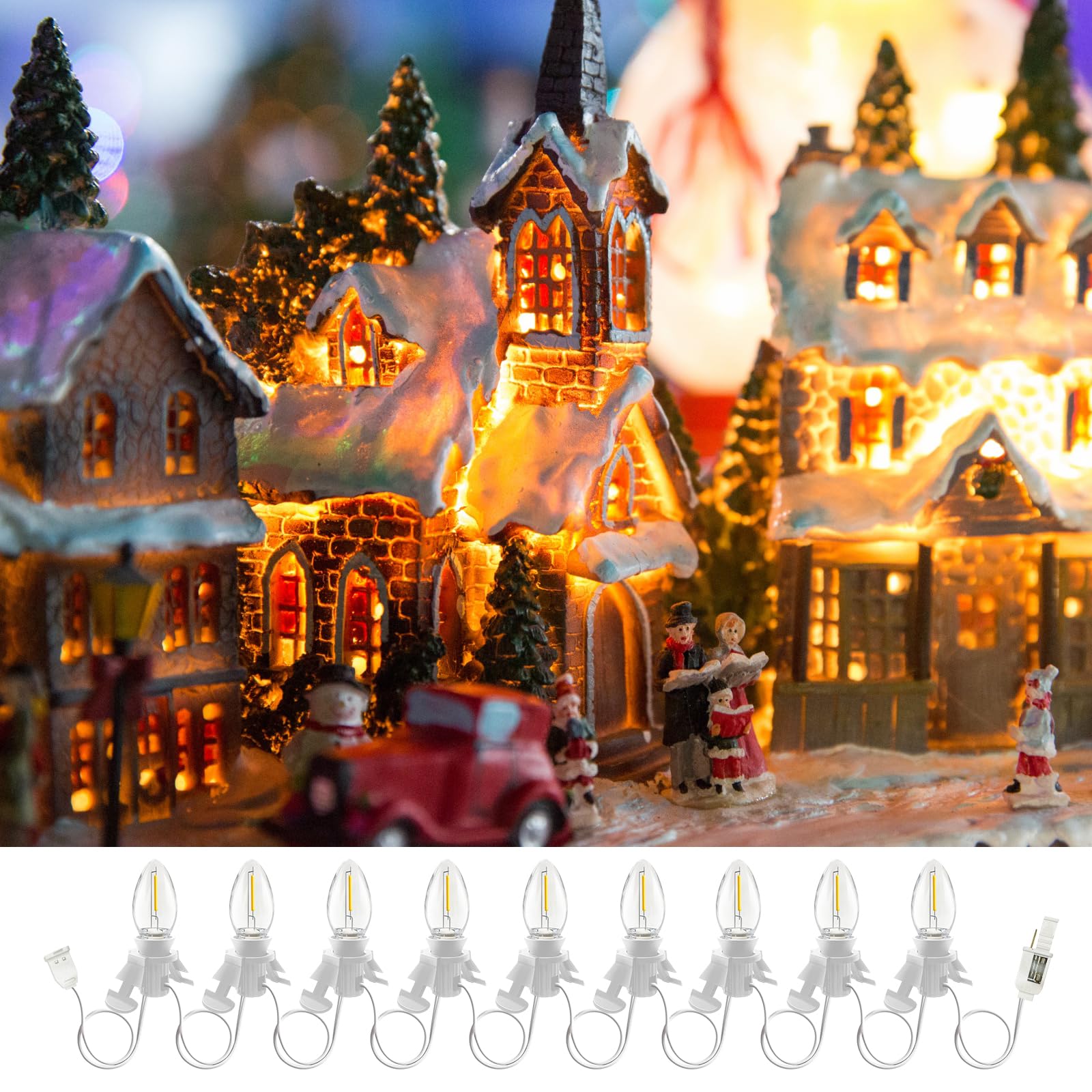 Doratale C7 LED Light Cord with Clip, 15.5 Ft, White, Plastic, 9 Bulbs for Indoor Crafts and Holiday Decor