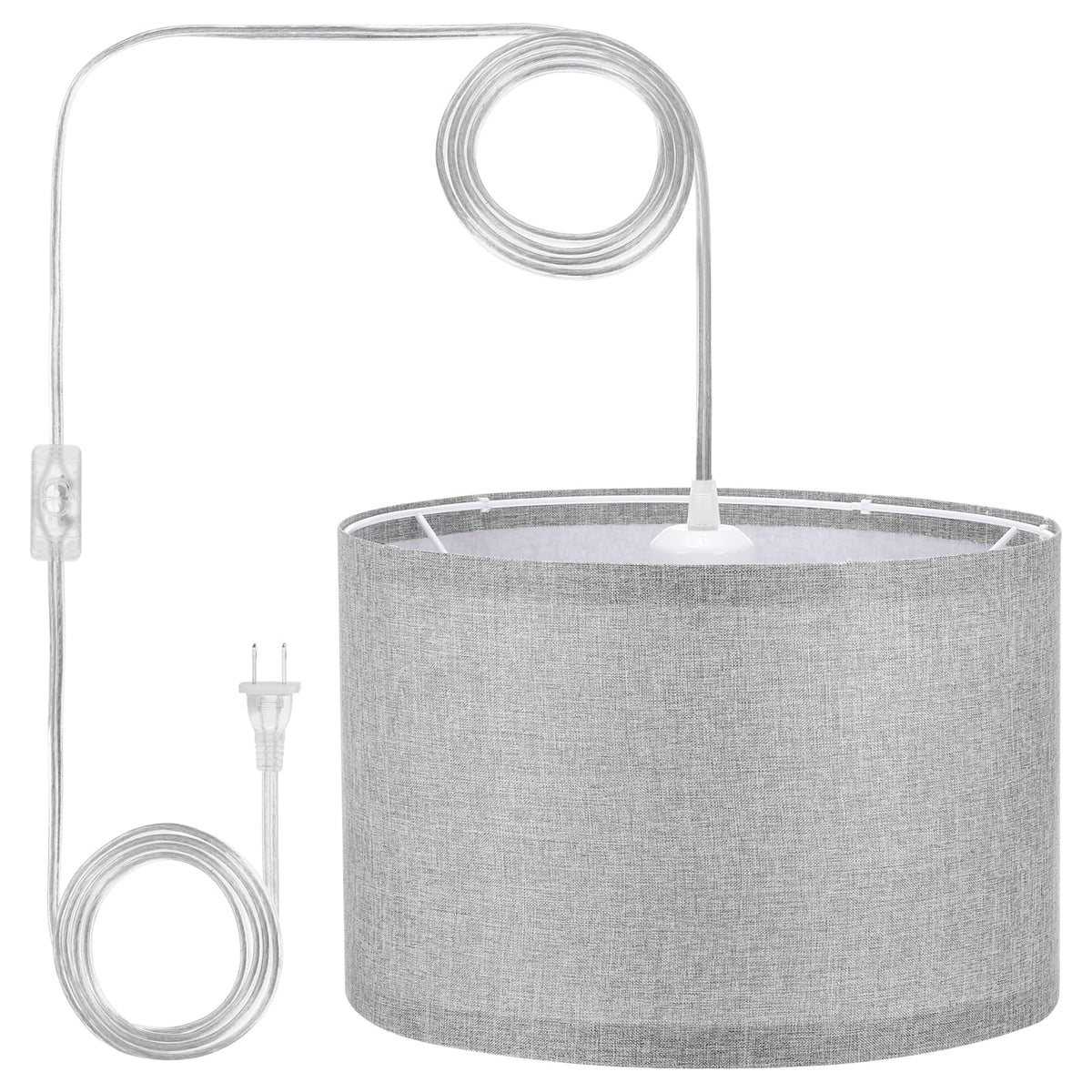 PATIKIL Plug in Pendant Light, 15Ft Rope Cord Hanging Lamp Fixture with ...
