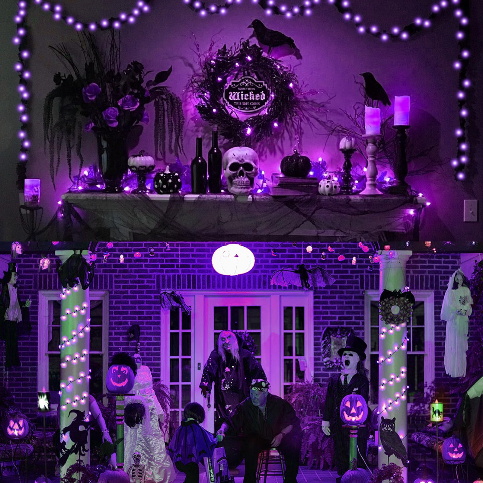 Kwaiffeo Purple Halloween Lights, 100Ft 300Led String Lights Outdoor Indoor, 8 Modes Connectable Purple Lights For Christmas Hal