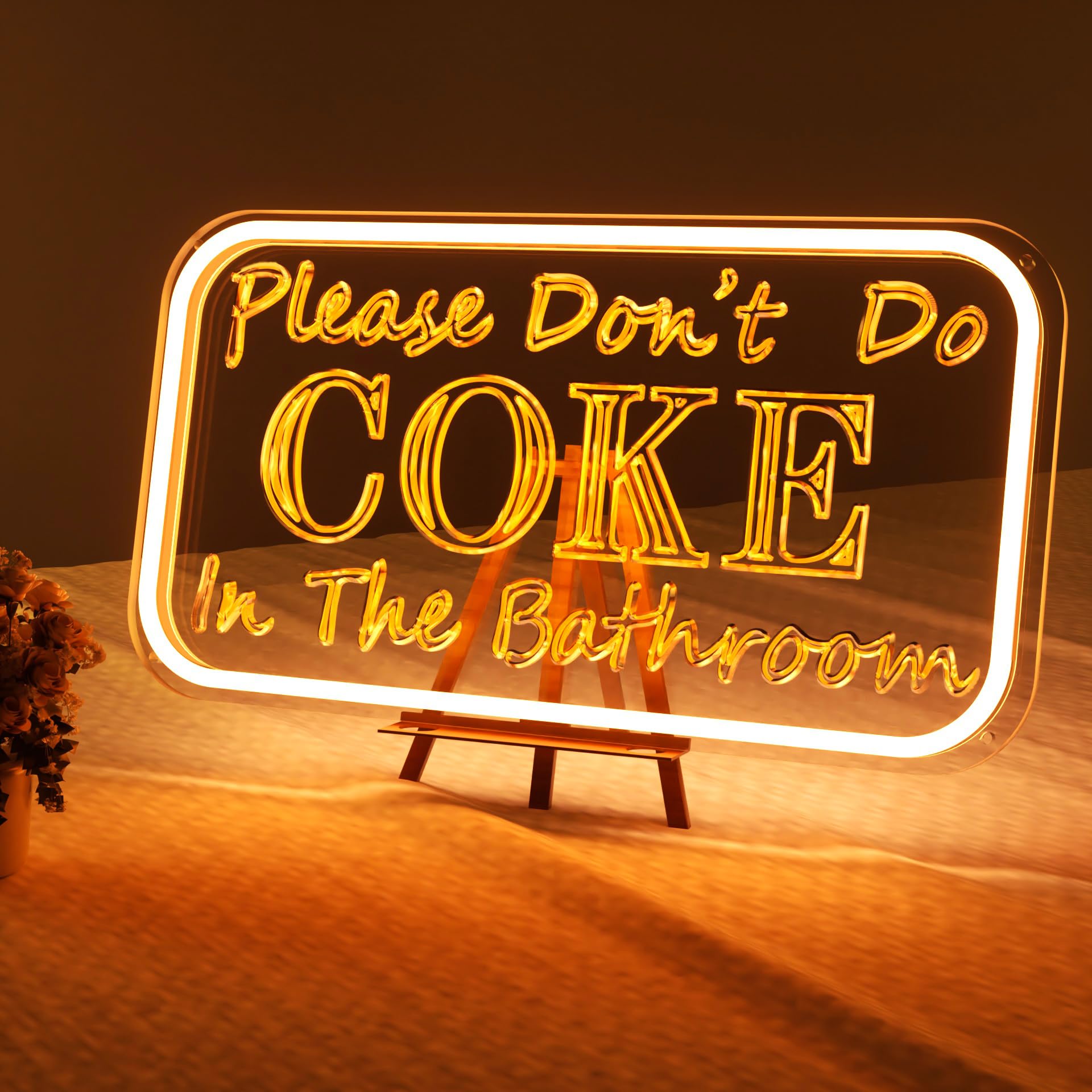 welltodo Neon Sign for Wall Decor, Acrylic, Adjustable Brightness, 15.95x8.75 inches, Rectangle Orange