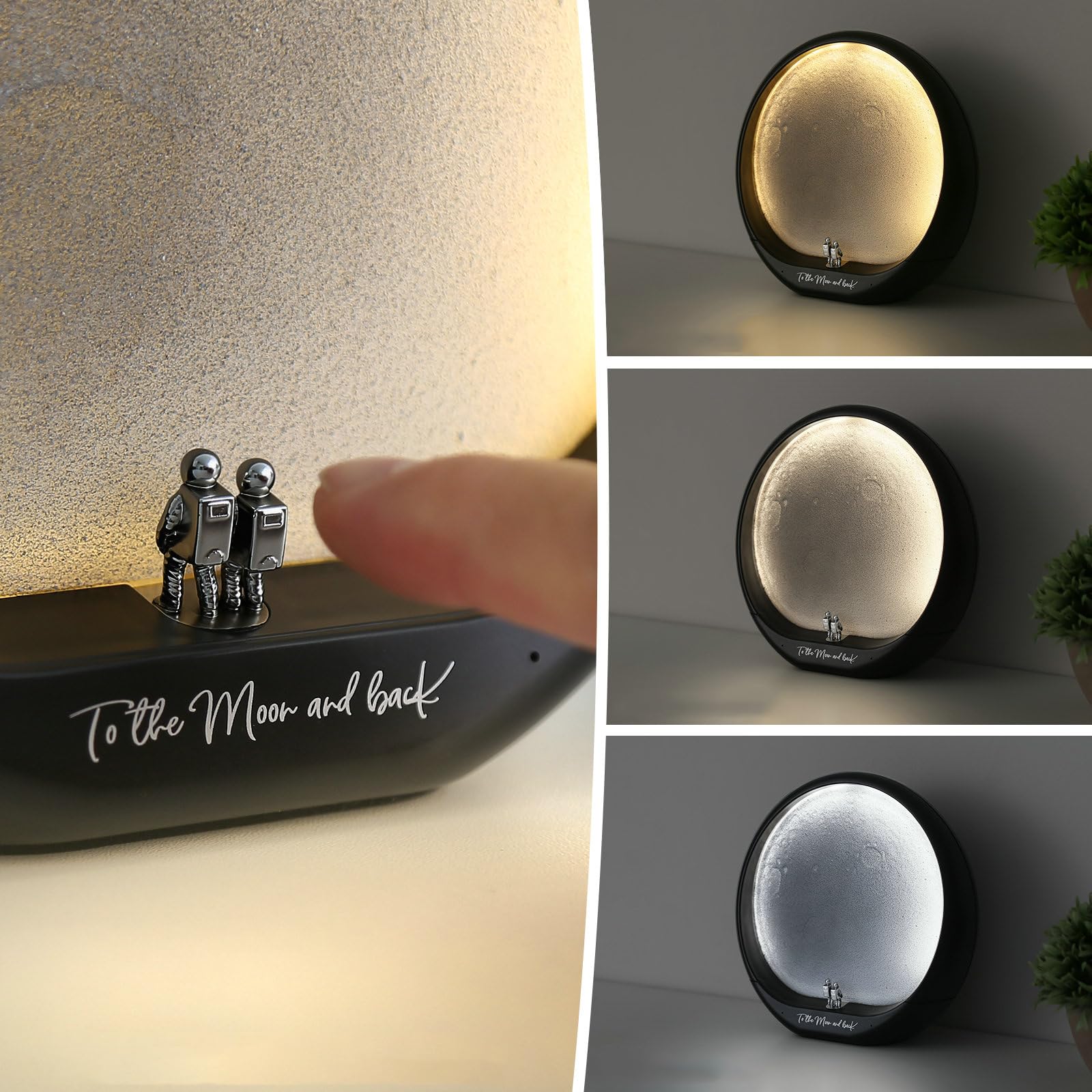 Mamre Astronaut Couple Lunar Lamp Moon Light 3D Moon Rechargeable Night Light Gift Home Decor Lighting For Anniversary Birthday