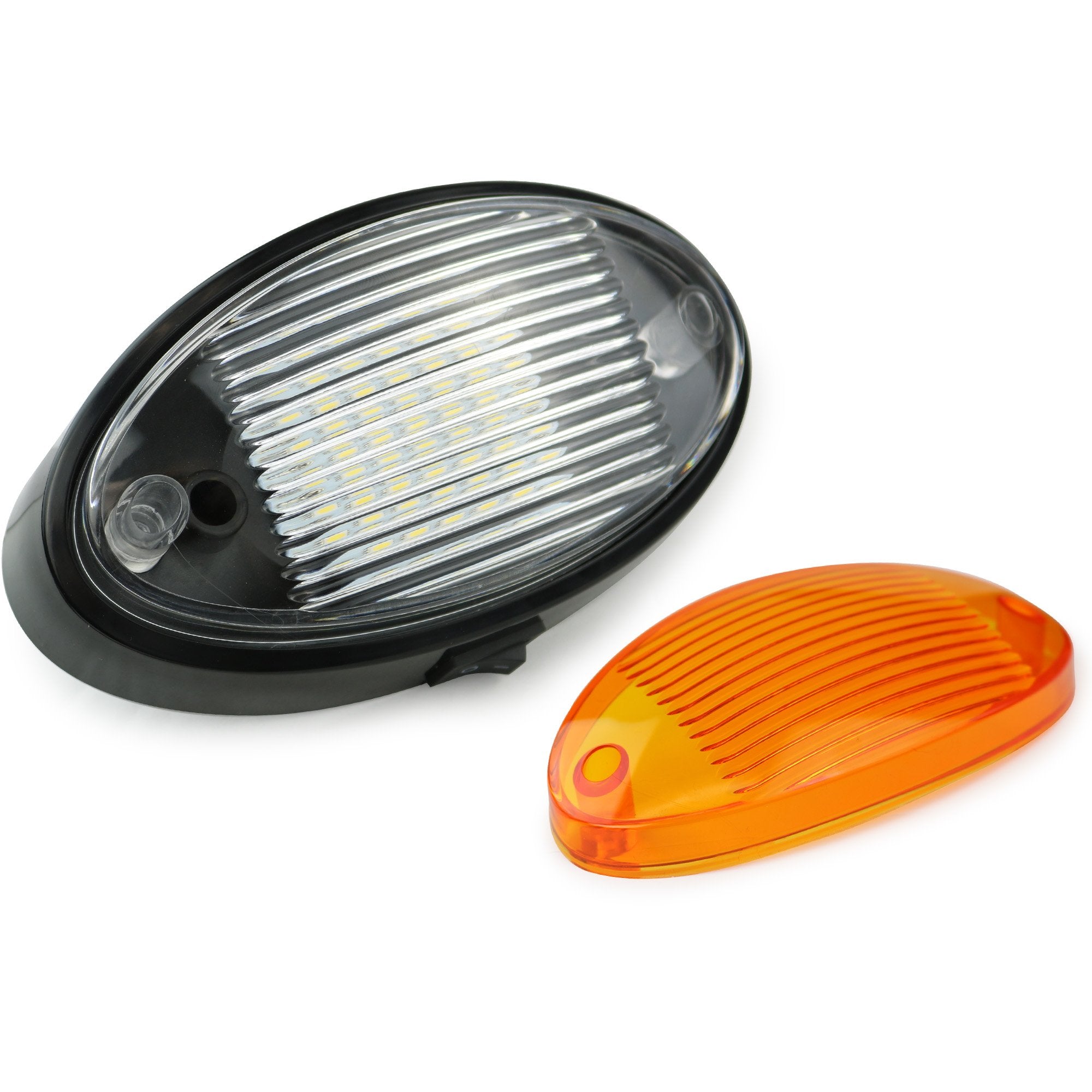 Leisure LED 12V RV Exterior Porch Light, 300 Lumen, Black with On/Off Switch, Clear & Amber Lens, 1-Pack Replacement Fixture