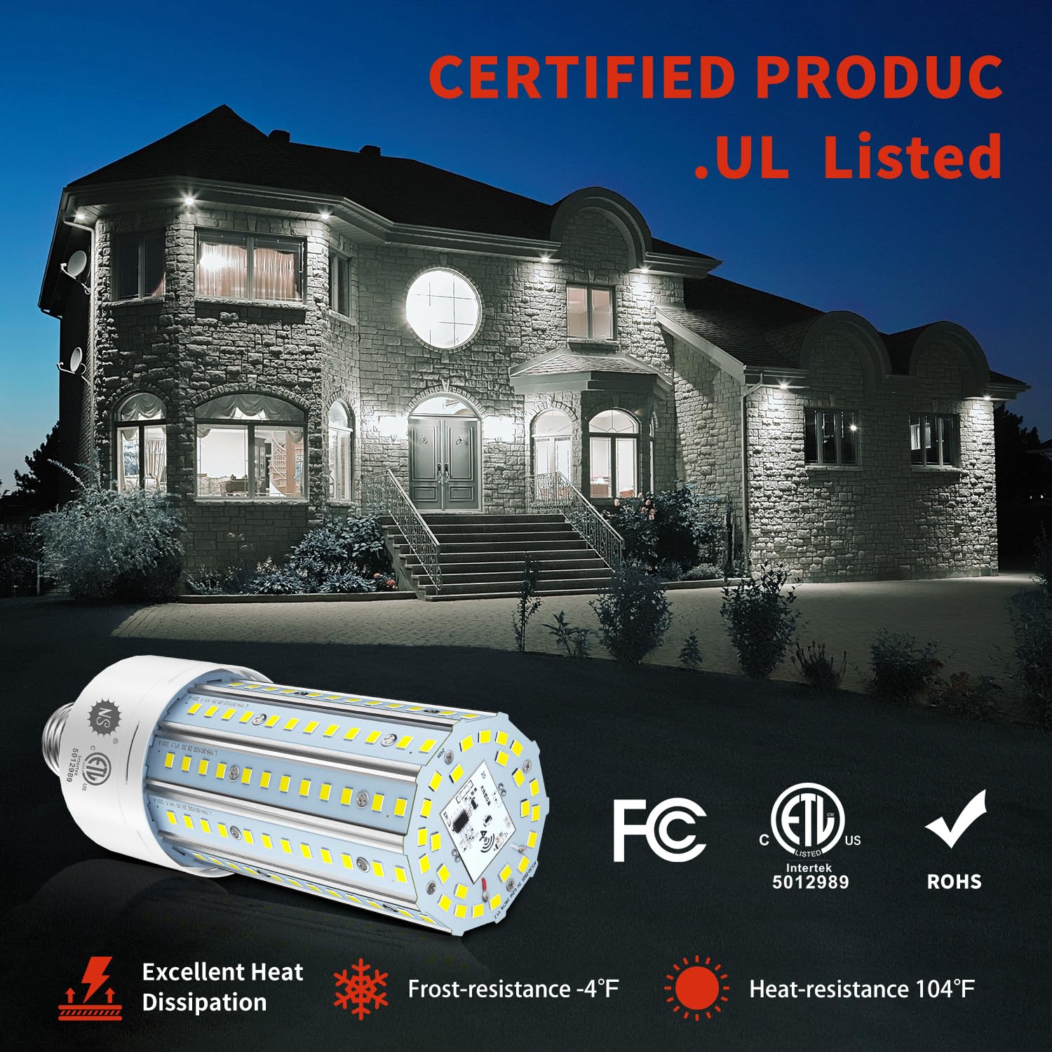 Ns 60W A19 Two Led Bulbs, 9000Lm Daylight (5000K) | Motion Sensor + Dusk-To-Dawn Auto On/Off | E26 Base,For Stairway, Hallway, P