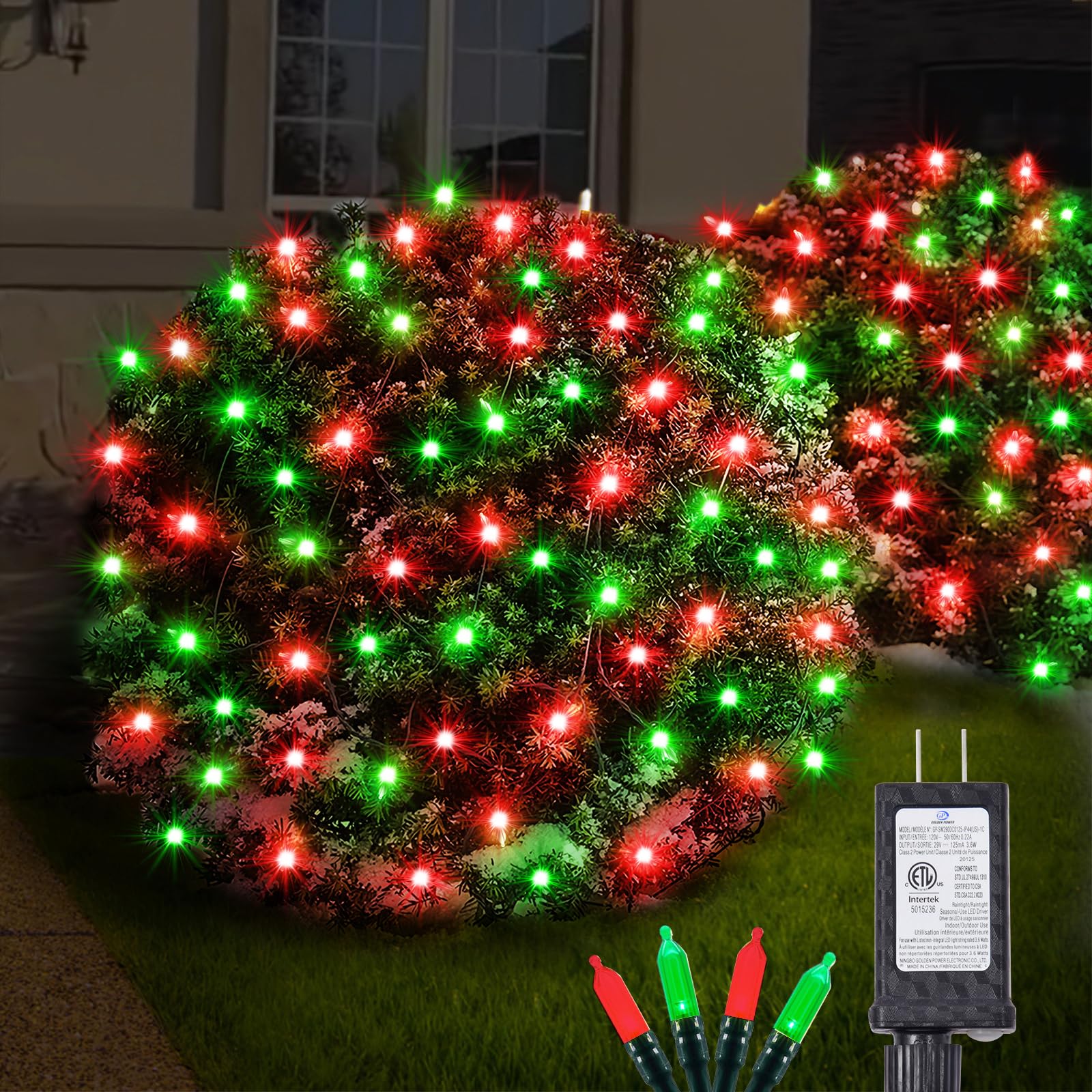 Neoclassy 120LED Christmas Net Lights, 5ft x 6ft, Waterproof, 8 Modes, Black Wire, Red and Green