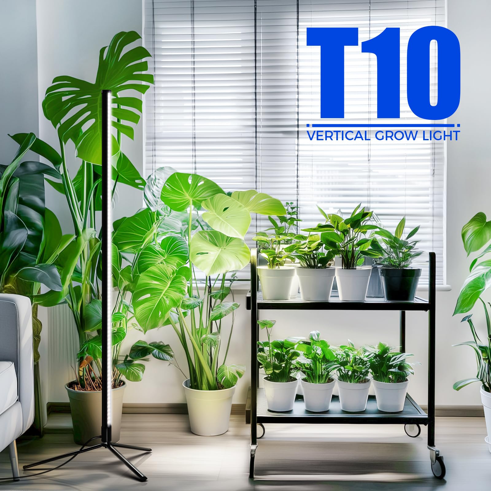 Barrina T10 Standing Grow Light, 42W Full Spectrum LED, 4FT Height, Daylight White, Tripod Stand