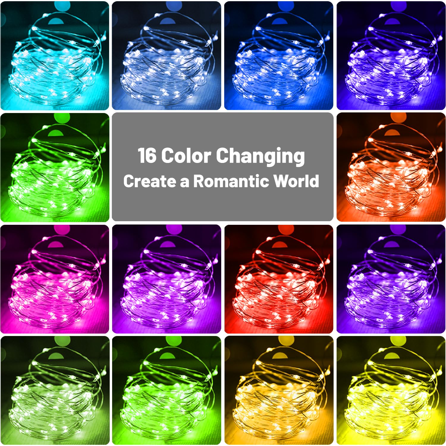 Ineximun Color Changing Fairy String Lights, 33ft, 100 LED Twinkle Lights, Remote & Timer, Multicolor Outdoor Xmas Decor