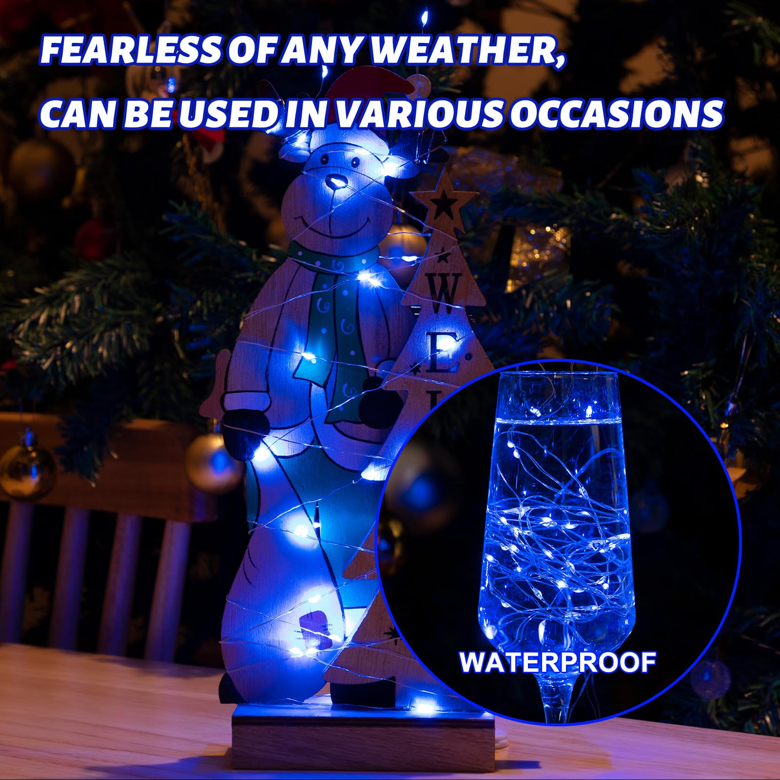 Sinamer 6Pcs Fairy Lights Battery Powered With Remote, 7Ft 20Leds Blue Twinkle Mini Lights With Timer, Waterproof Small Silver Wire Firefly Starry For Diy Wedding Party Christmas