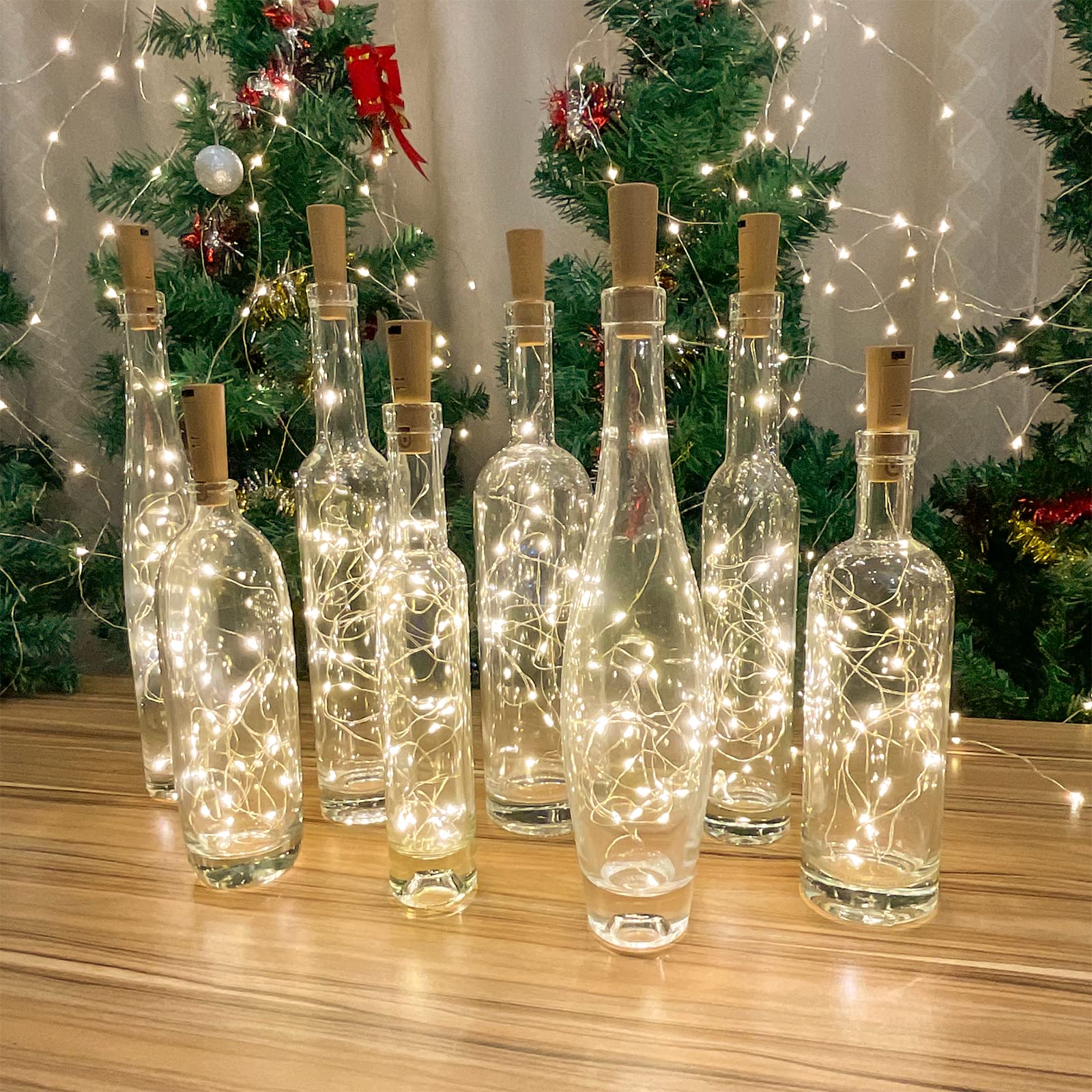 Etinga 6-Pack Led Bottle Lights With Dual Battery Pack, 6.6Ft 20 Leds, Twice The Runtime, Warm White For Indoor & Outdoor Christmas Décor.(6 Pack, Warm White(Dual Battery Pack))